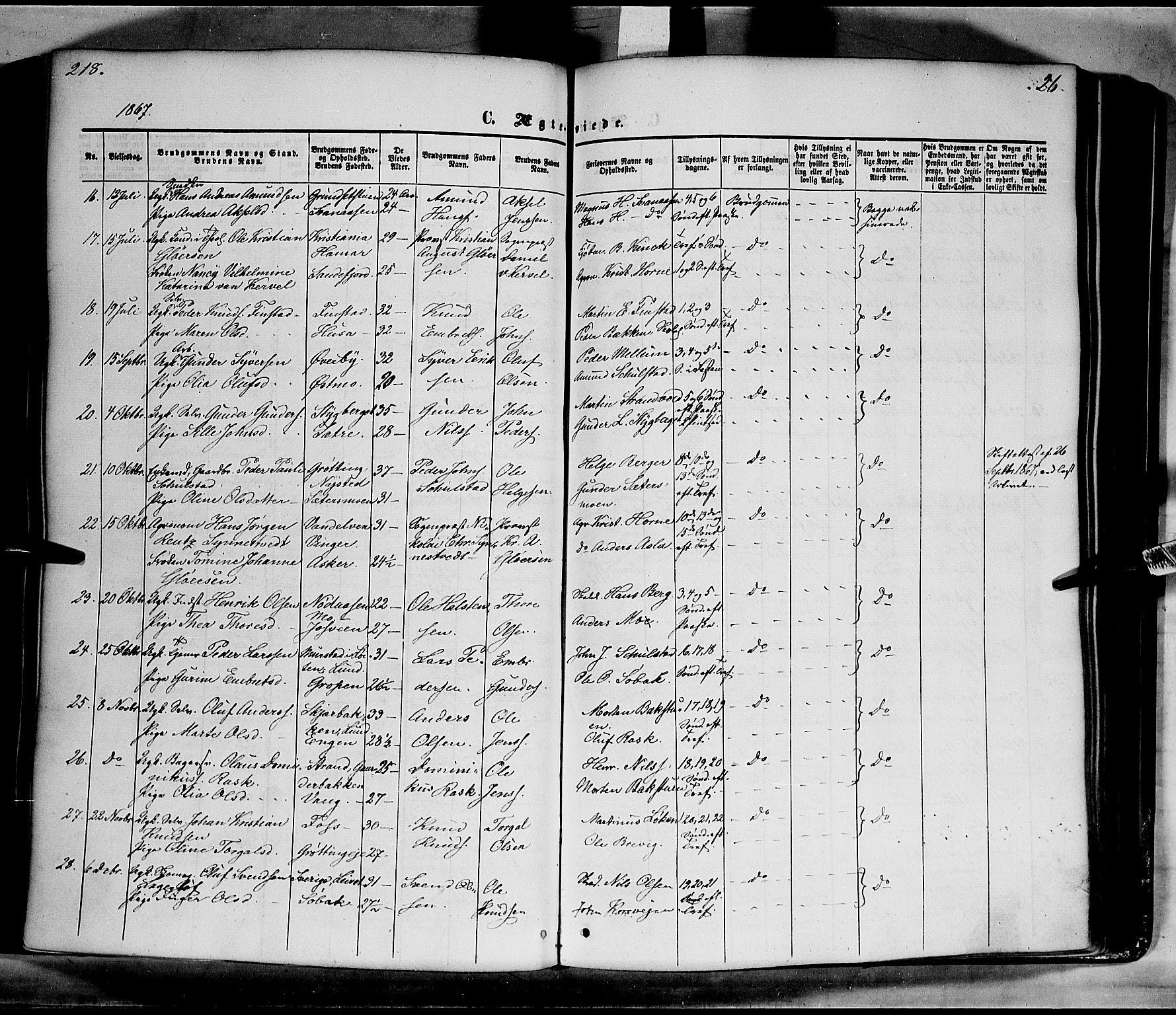 Elverum prestekontor, SAH/PREST-044/H/Ha/Haa/L0010: Parish register (official) no. 10, 1857-1868, p. 218