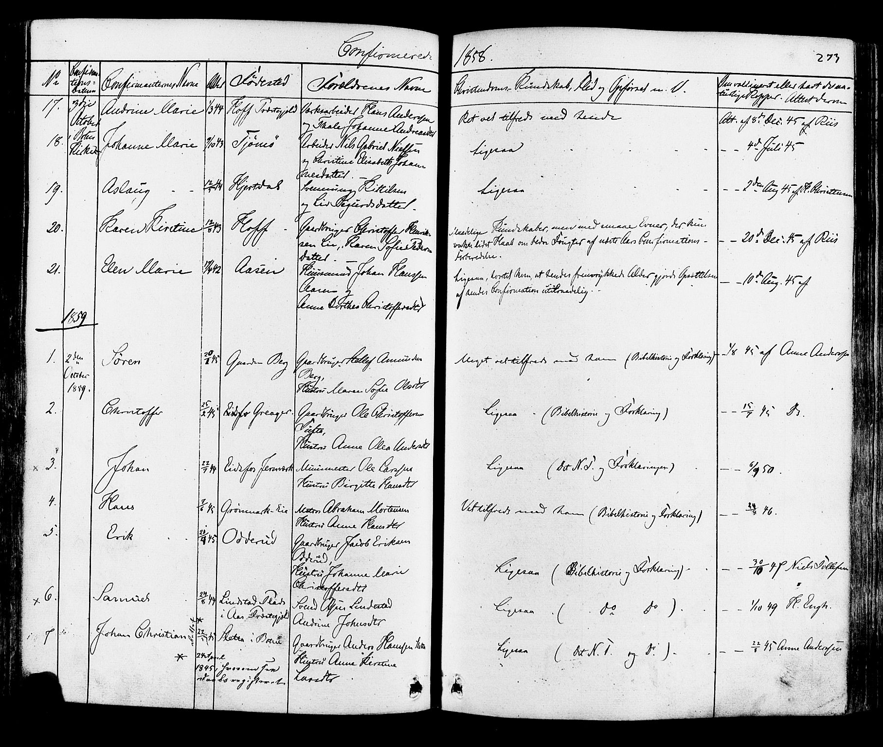Botne kirkebøker, AV/SAKO-A-340/F/Fa/L0006: Parish register (official) no. I 6, 1836-1877, p. 273