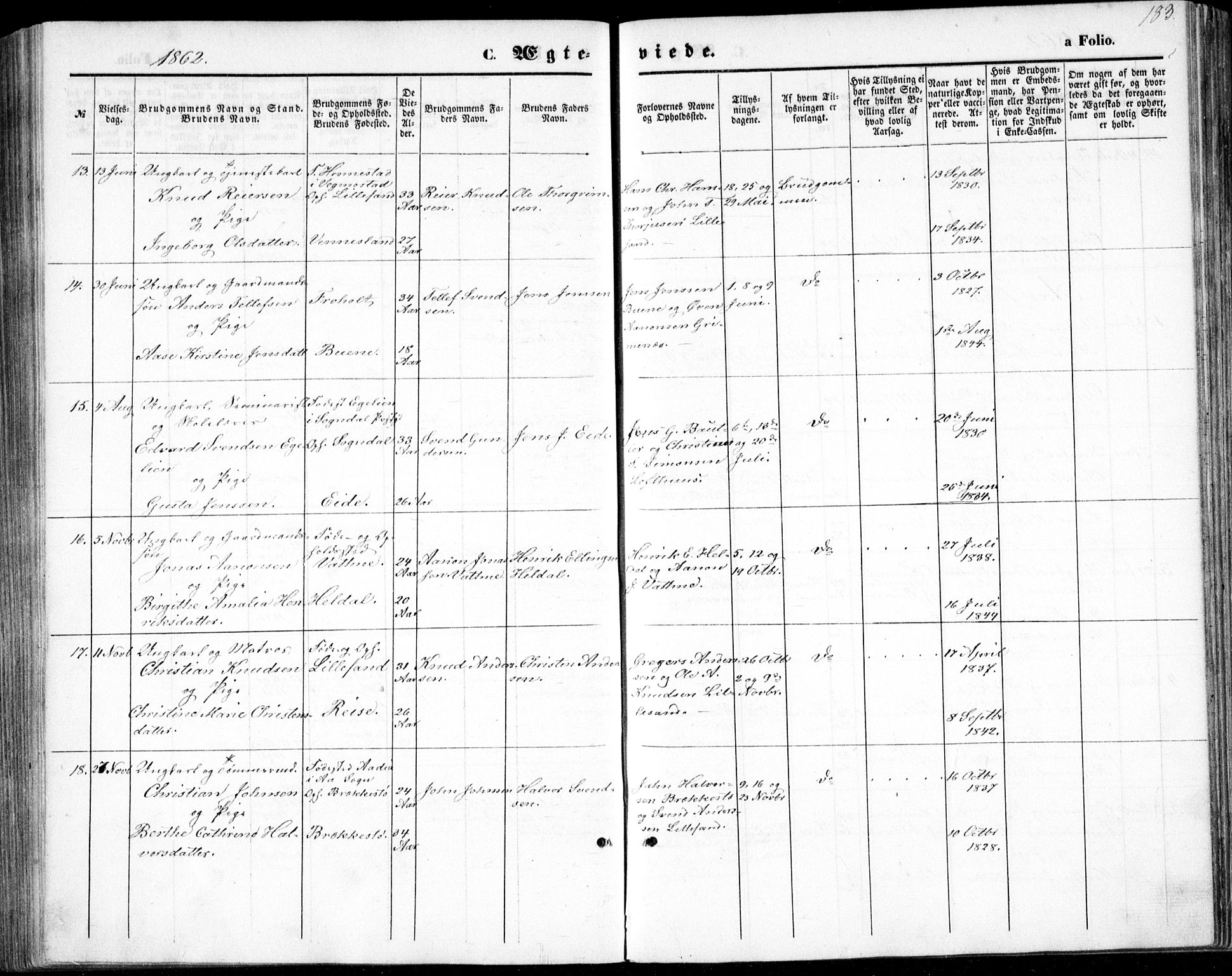 Vestre Moland sokneprestkontor, AV/SAK-1111-0046/F/Fb/Fbb/L0004: Parish register (copy) no. B 4, 1861-1872, p. 183