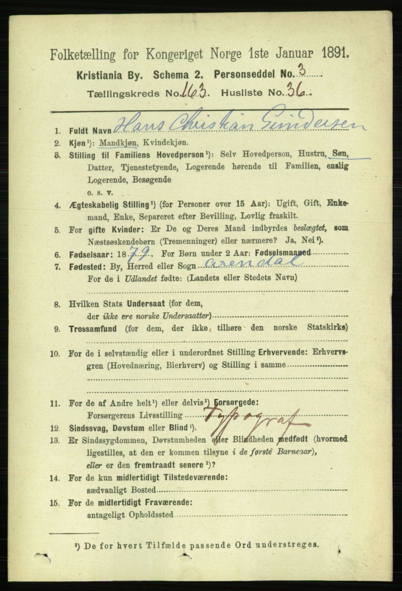 RA, 1891 census for 0301 Kristiania, 1891, p. 94285