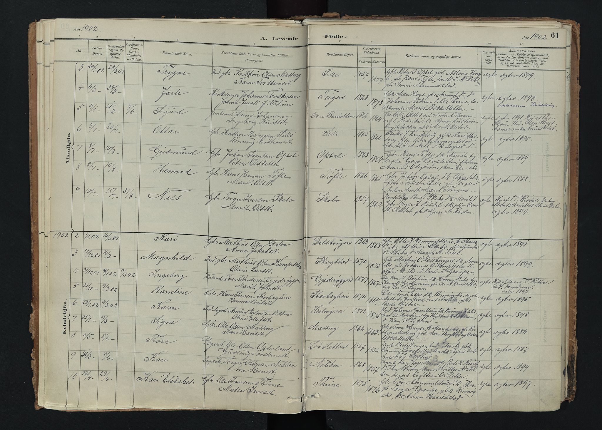 Nord-Fron prestekontor, SAH/PREST-080/H/Ha/Haa/L0005: Parish register (official) no. 5, 1884-1914, p. 61