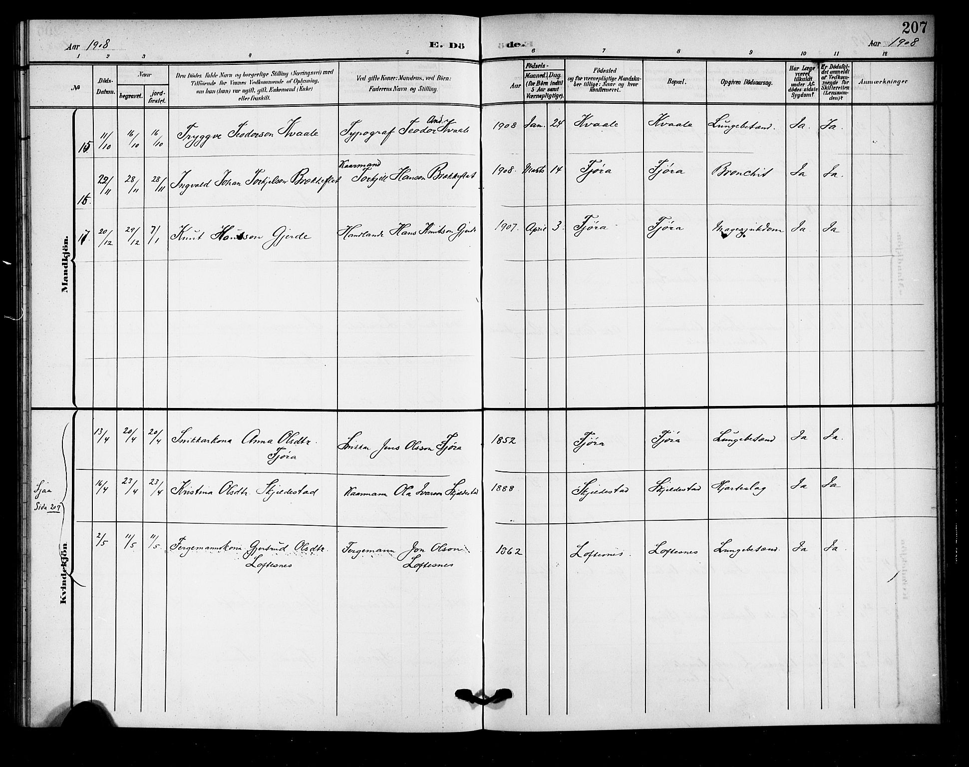 Sogndal sokneprestembete, AV/SAB-A-81301/H/Hab/Haba/L0002: Parish register (copy) no. A 2, 1908-1924, p. 207