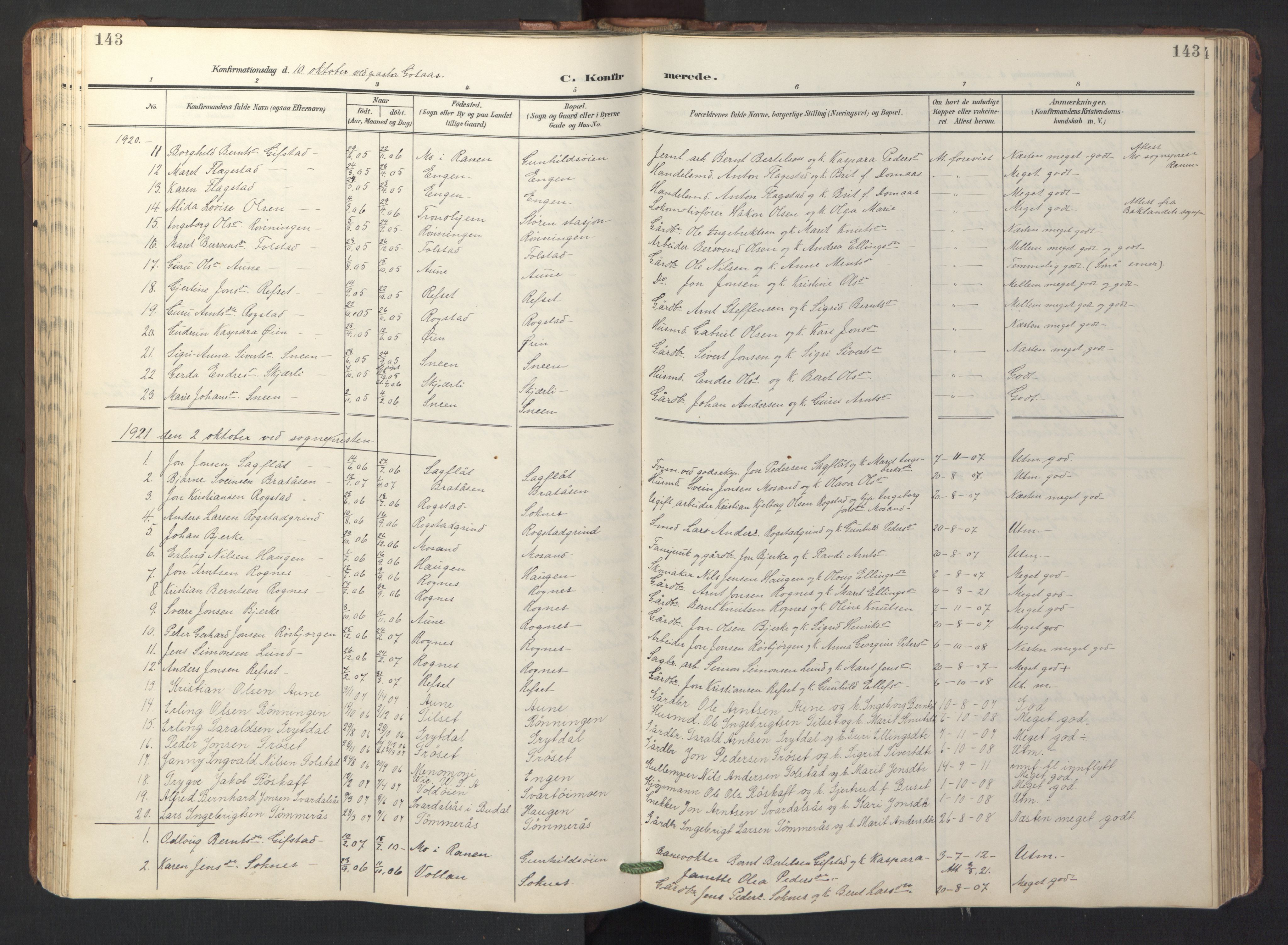 Ministerialprotokoller, klokkerbøker og fødselsregistre - Sør-Trøndelag, SAT/A-1456/687/L1019: Parish register (copy) no. 687C03, 1904-1931, p. 143