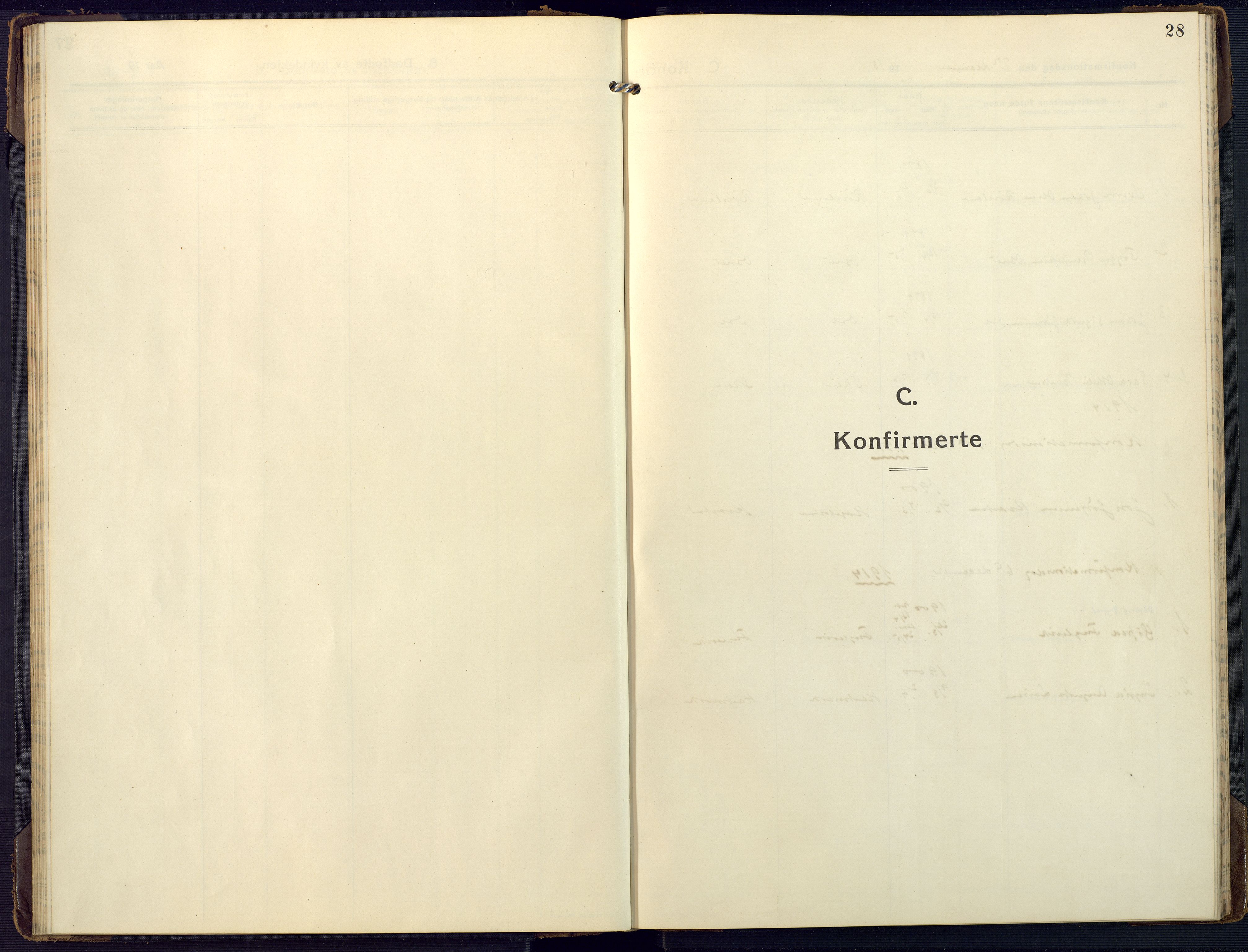 Mandal sokneprestkontor, SAK/1111-0030/F/Fa/Fab/L0003: Parish register (official) no. A 3, 1913-1933, p. 28