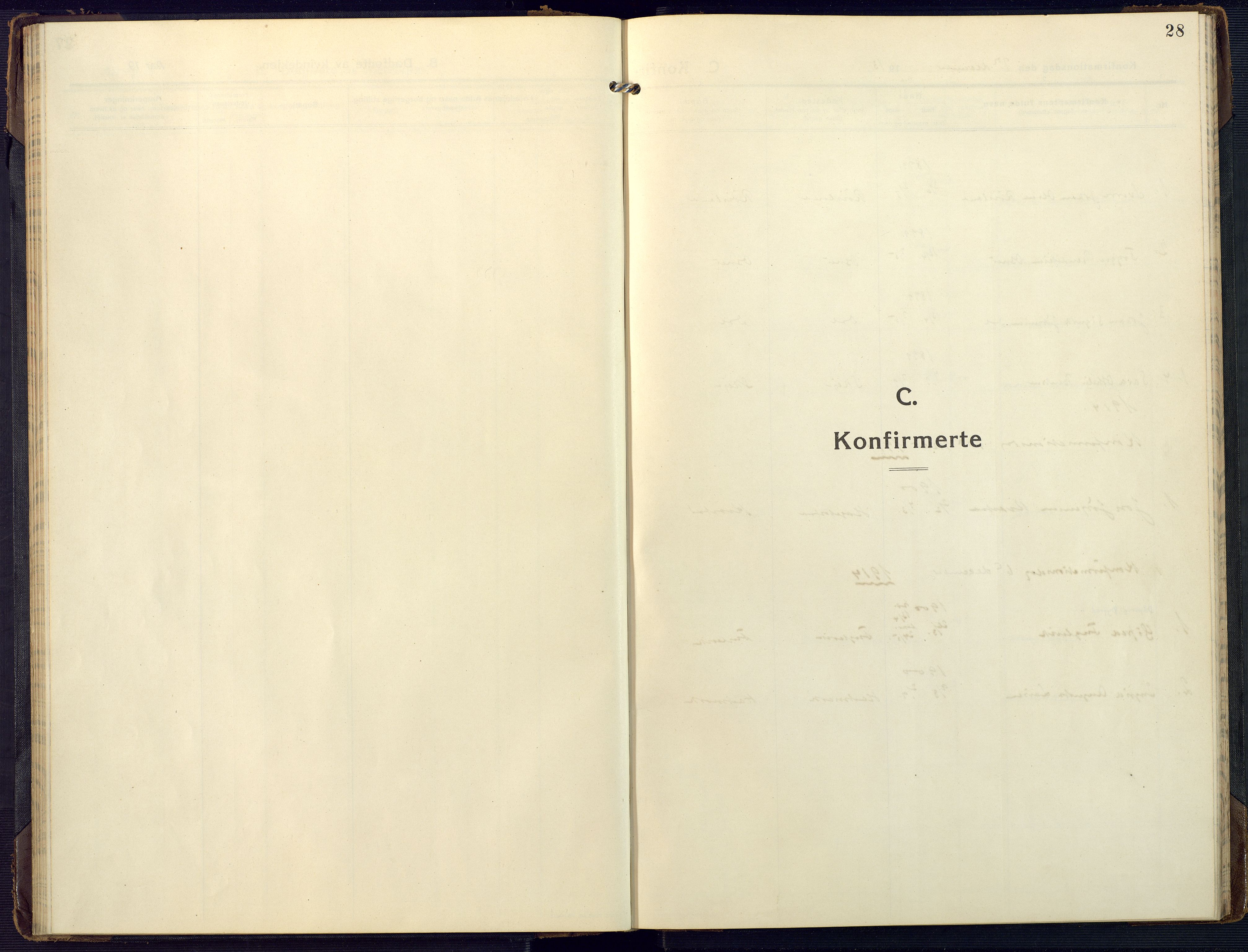 Mandal sokneprestkontor, AV/SAK-1111-0030/F/Fa/Fab/L0003: Parish register (official) no. A 3, 1913-1933, p. 28