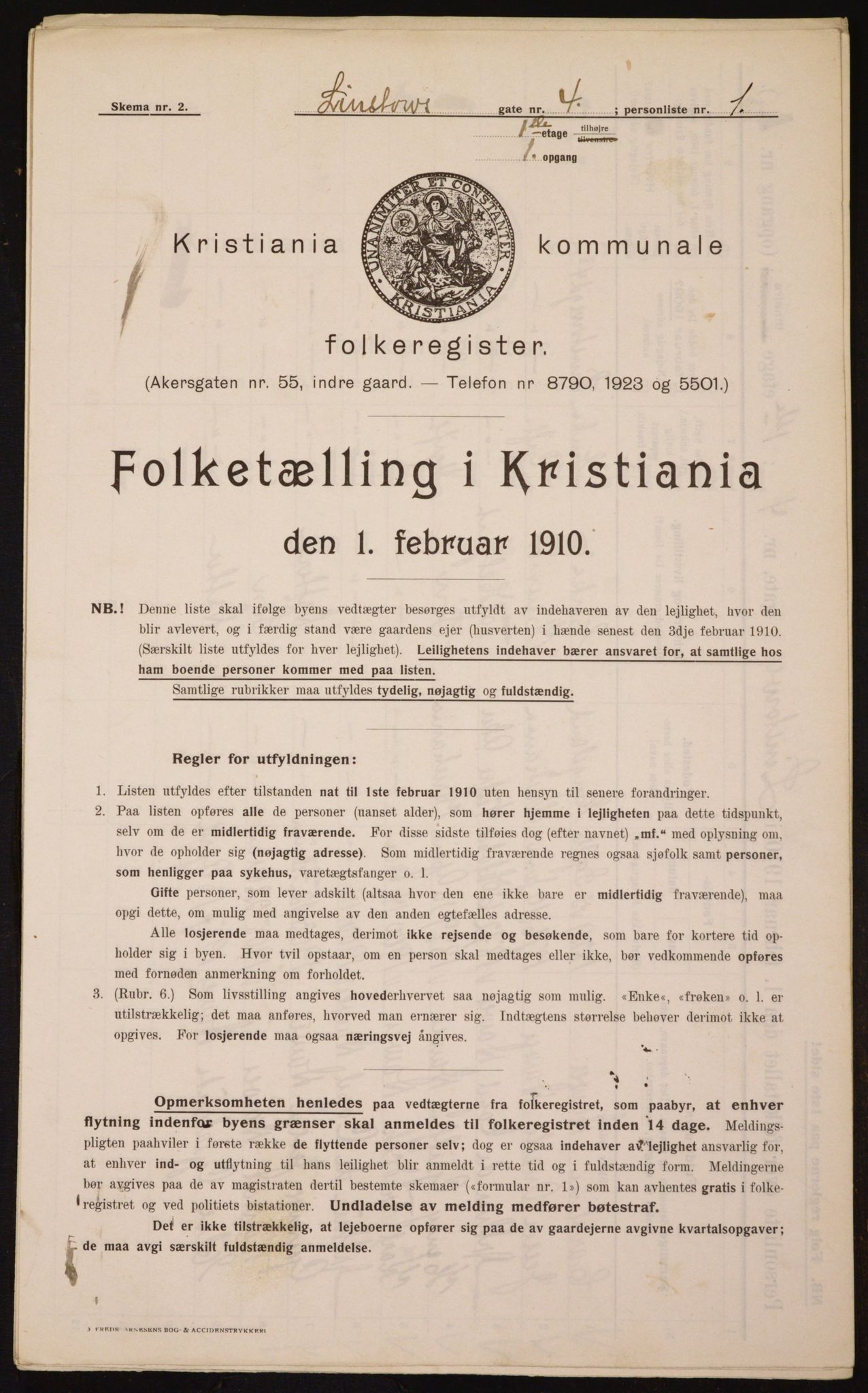 OBA, Municipal Census 1910 for Kristiania, 1910, p. 55750