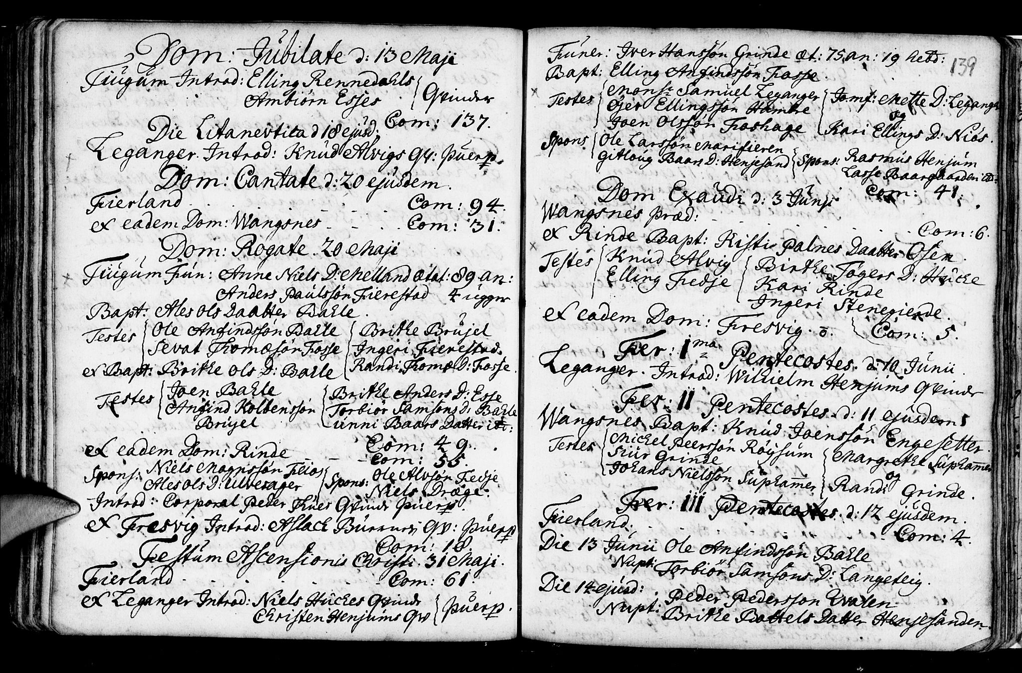 Leikanger sokneprestembete, SAB/A-81001: Parish register (official) no. A 2, 1735-1756, p. 139