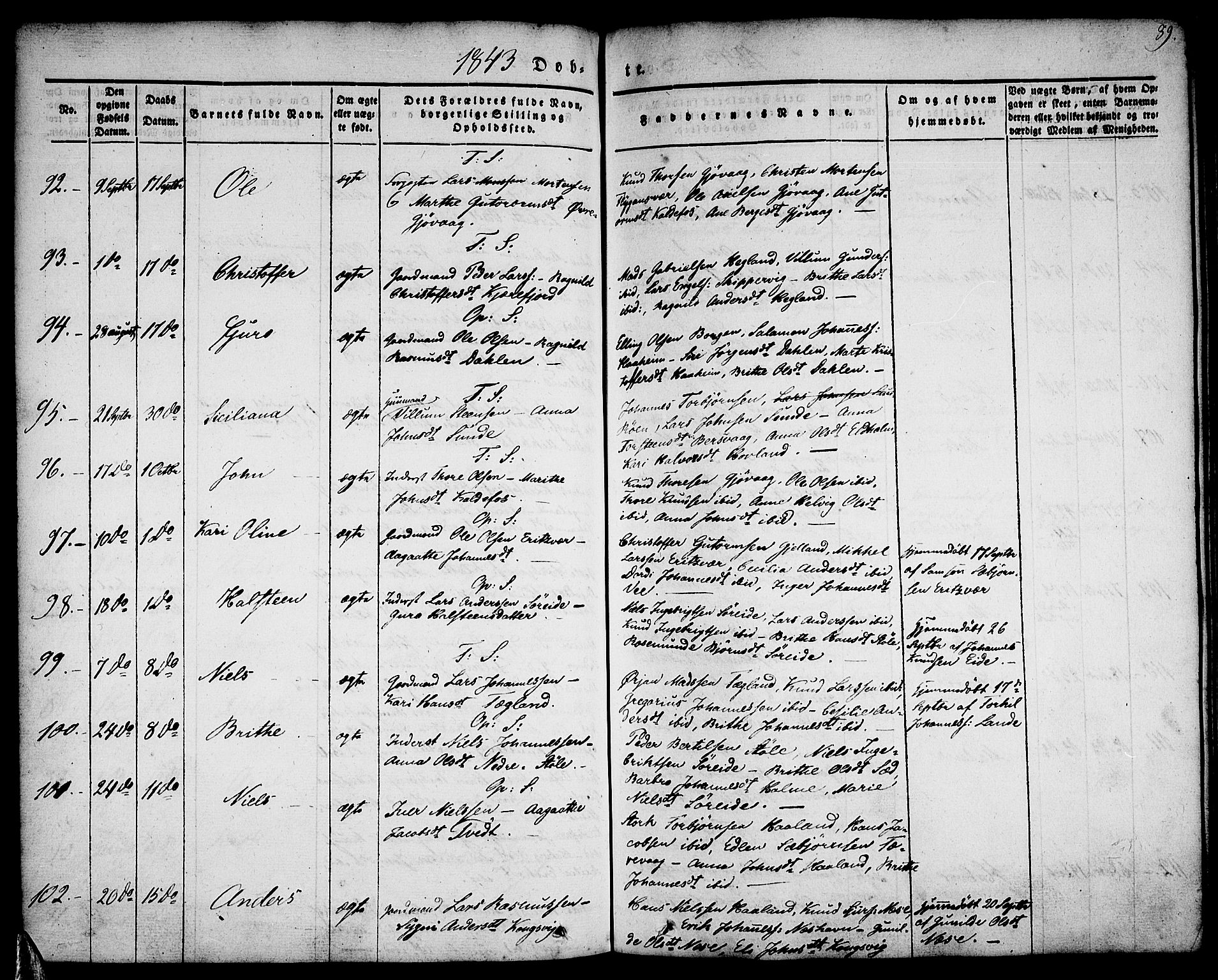 Tysnes sokneprestembete, AV/SAB-A-78601/H/Haa: Parish register (official) no. A 9, 1837-1848, p. 89