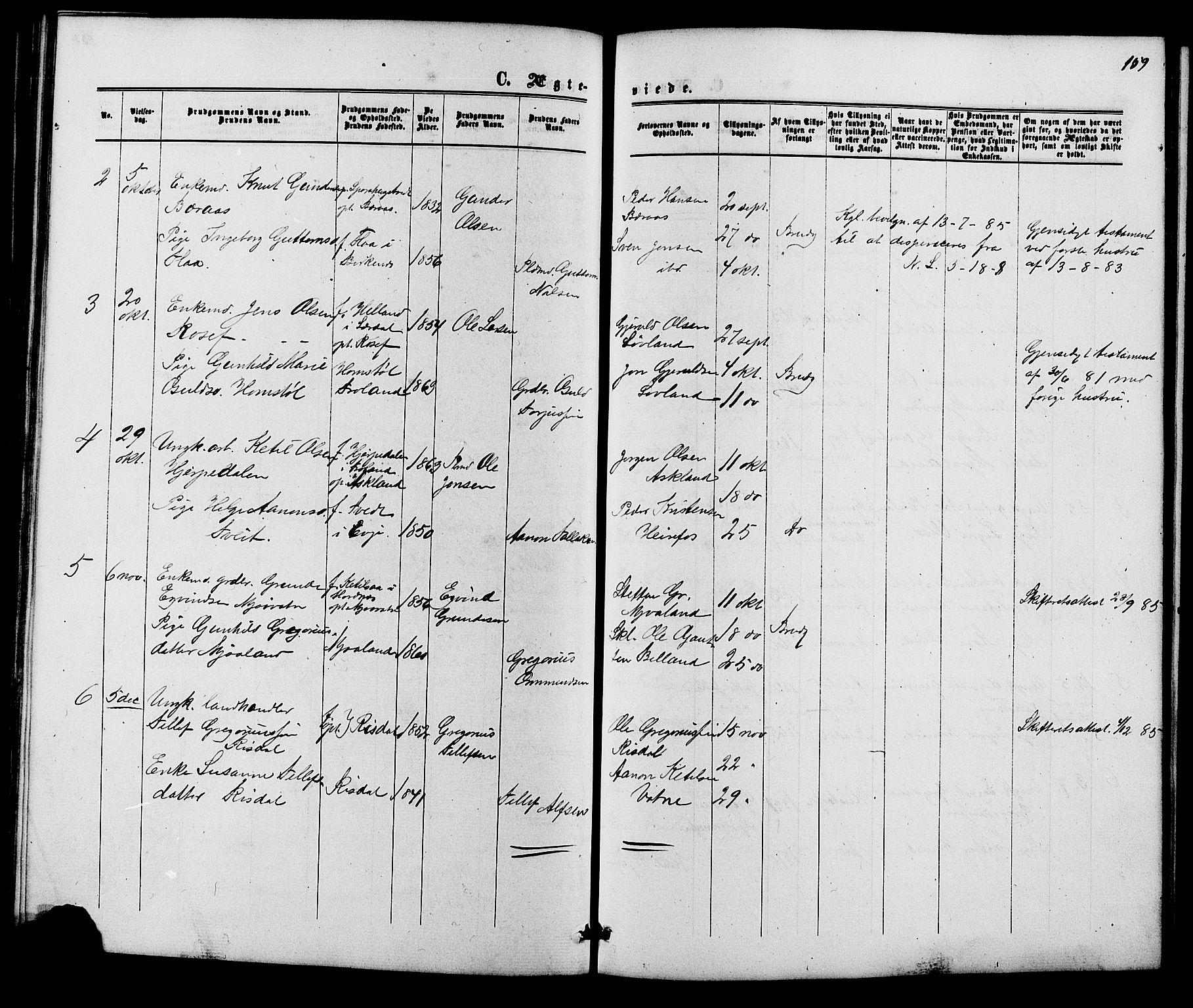 Herefoss sokneprestkontor, AV/SAK-1111-0019/F/Fb/Fbc/L0002: Parish register (copy) no. B 2, 1867-1886, p. 159