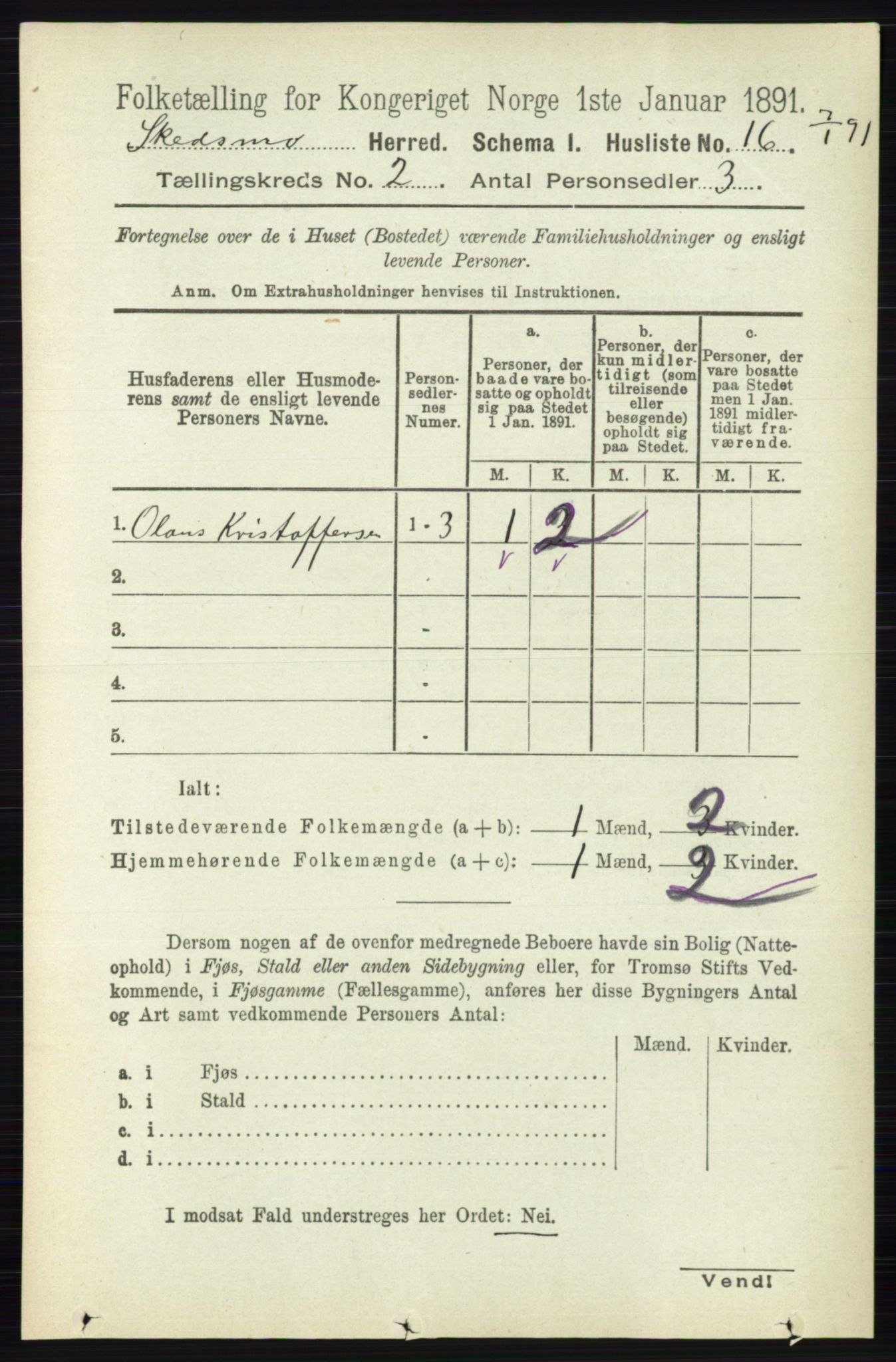 RA, 1891 census for 0231 Skedsmo, 1891, p. 525