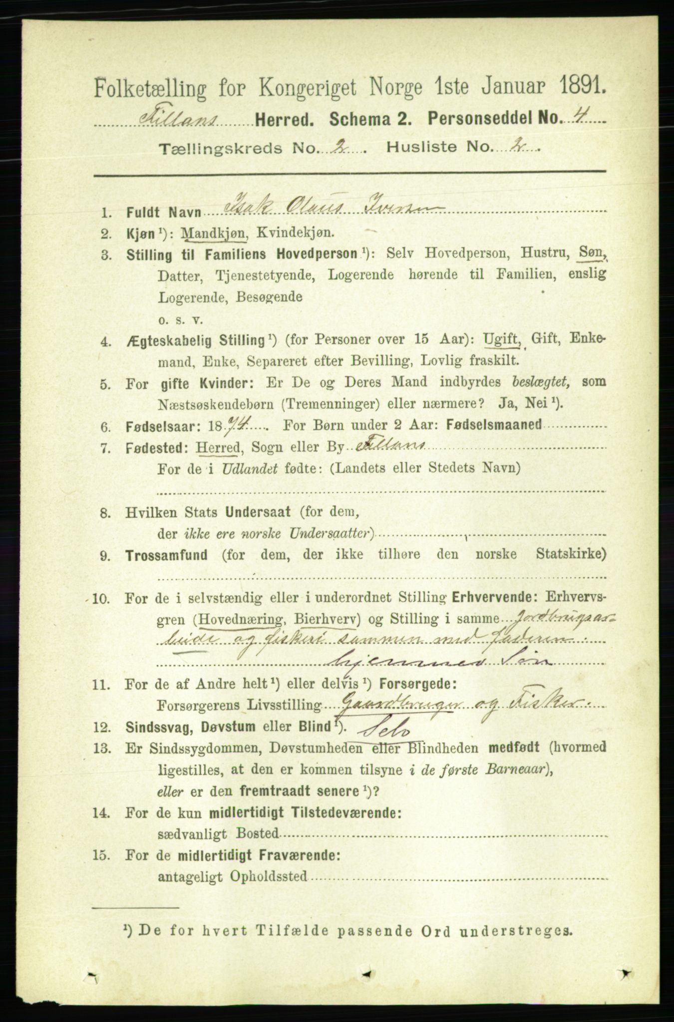 RA, 1891 census for 1616 Fillan, 1891, p. 232