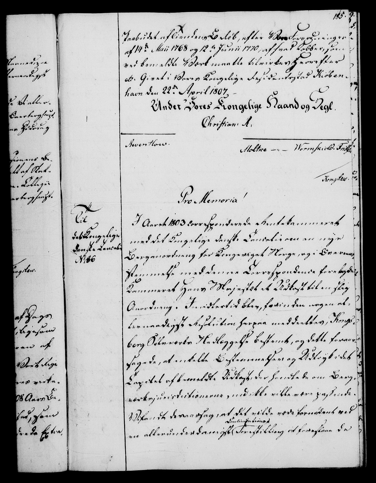 Rentekammeret, Renteskriverkontorene, AV/RA-EA-3115/M/Mg/Mga/L0001: Ekspedisjonsprotokoll med register (merket RK 54.18), 1791-1814, p. 185