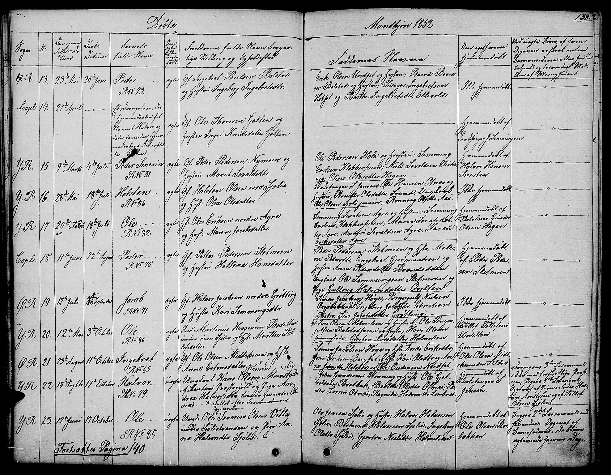 Rendalen prestekontor, AV/SAH-PREST-054/H/Ha/Haa/L0004: Parish register (official) no. 4, 1829-1852, p. 138