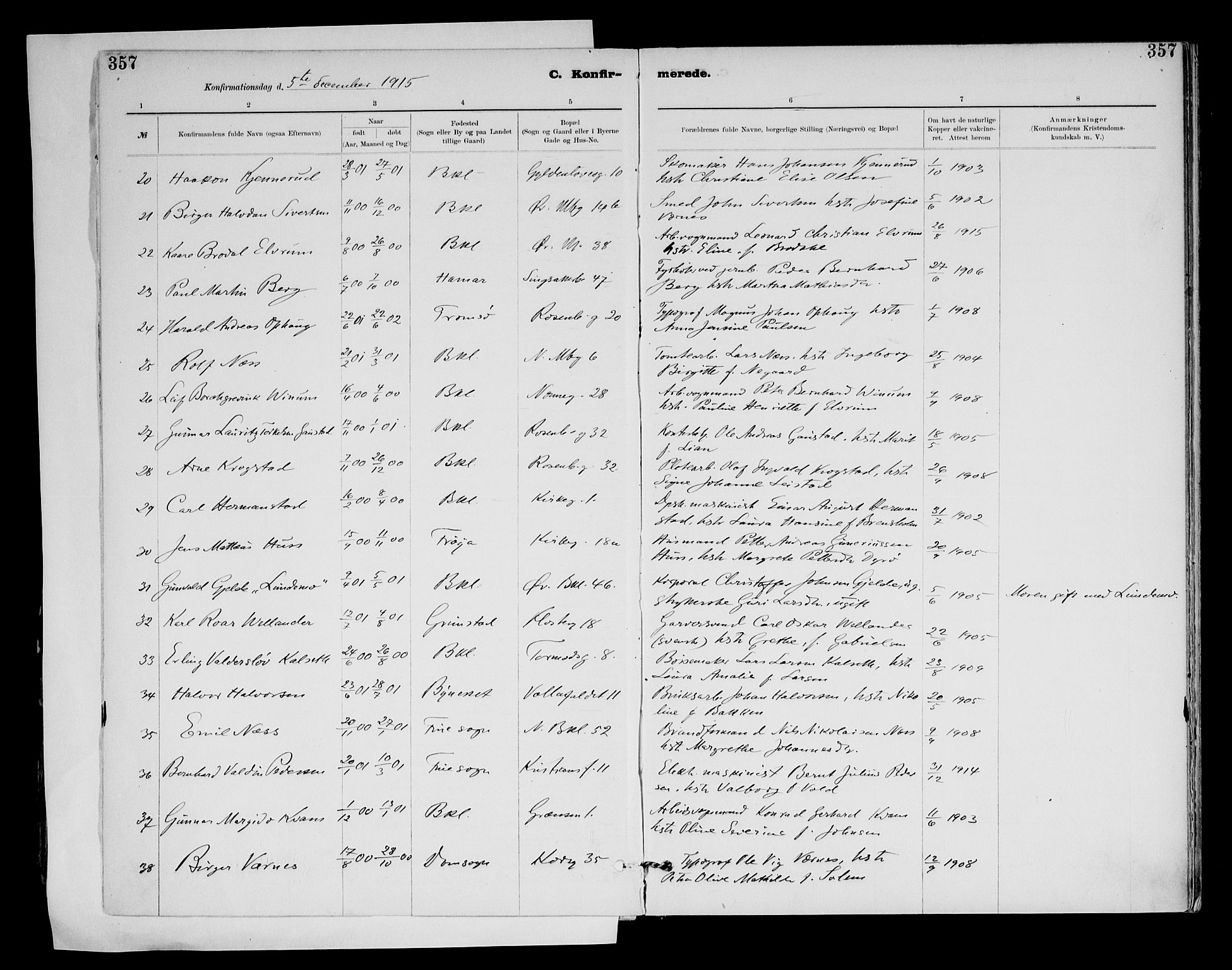 Ministerialprotokoller, klokkerbøker og fødselsregistre - Sør-Trøndelag, AV/SAT-A-1456/604/L0203: Parish register (official) no. 604A23, 1908-1916, p. 357