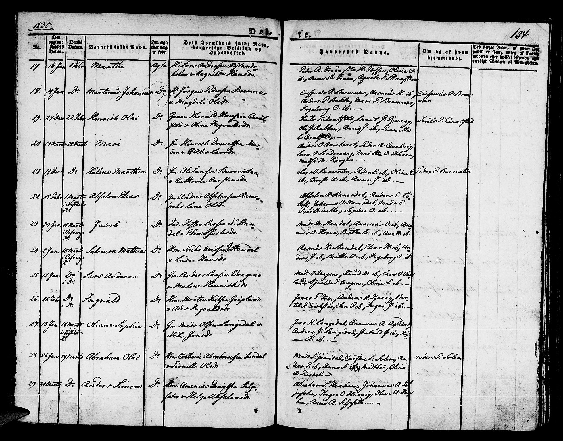 Kinn sokneprestembete, SAB/A-80801/H/Haa/Haaa/L0004/0001: Parish register (official) no. A 4I, 1822-1840, p. 134
