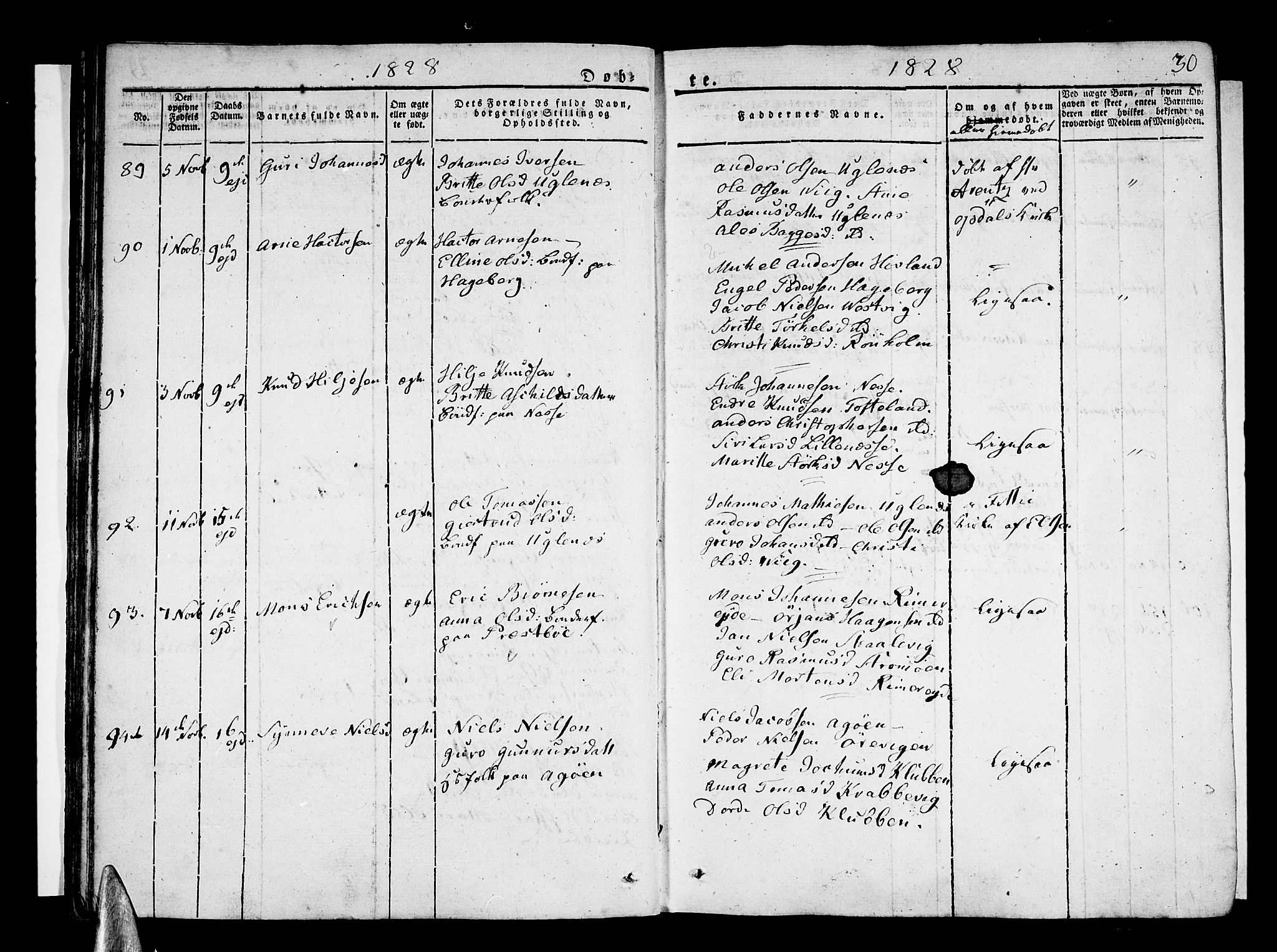 Stord sokneprestembete, AV/SAB-A-78201/H/Haa: Parish register (official) no. A 6, 1826-1840, p. 30