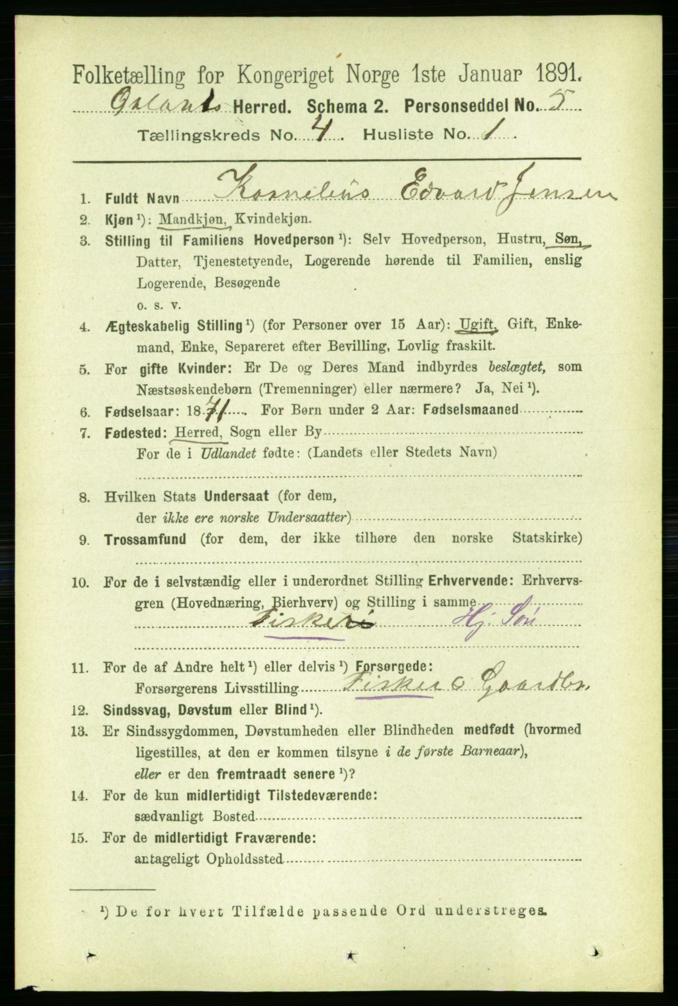 RA, 1891 census for 1621 Ørland, 1891, p. 1313