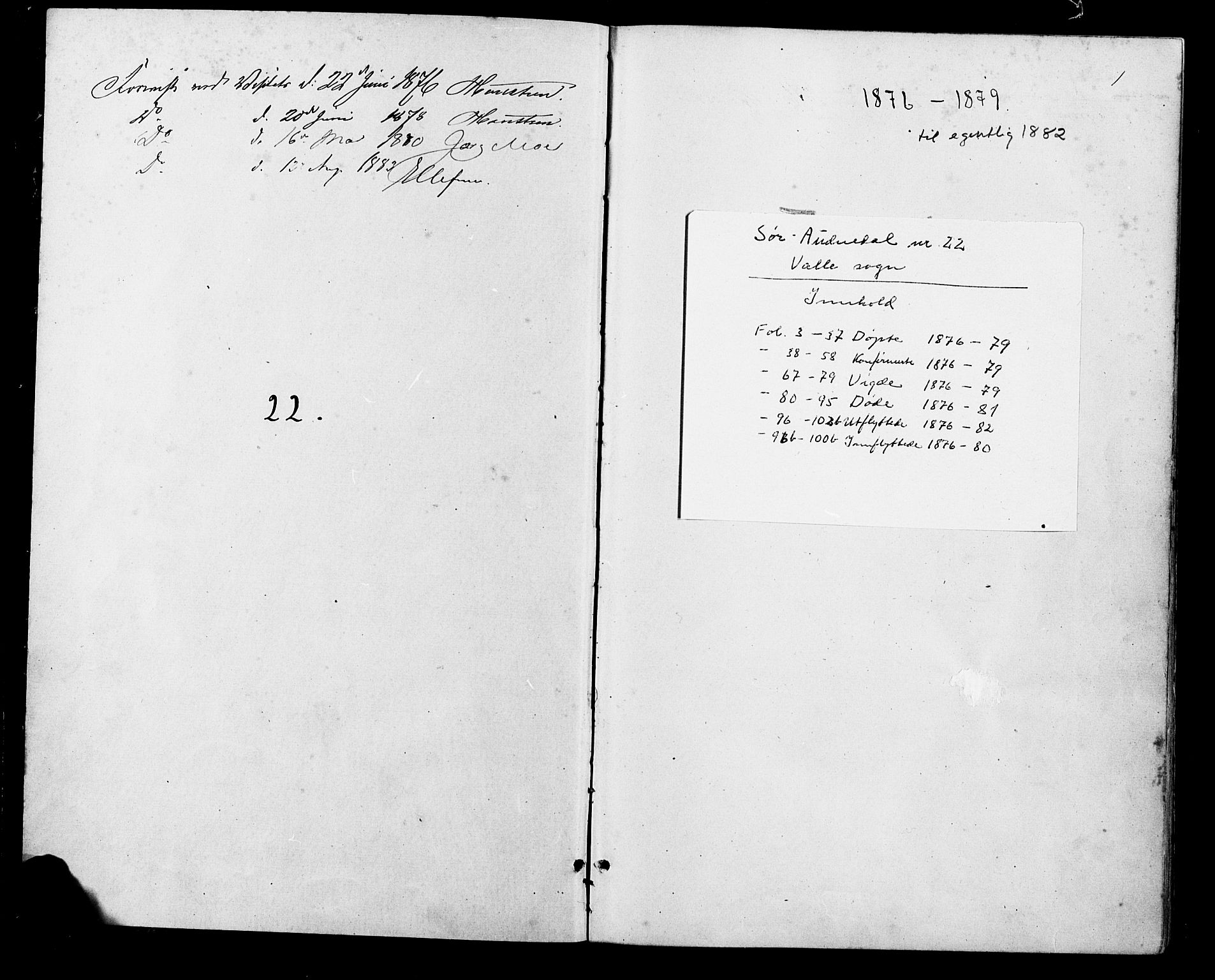 Sør-Audnedal sokneprestkontor, SAK/1111-0039/F/Fa/Fab/L0008: Parish register (official) no. A 8, 1876-1881