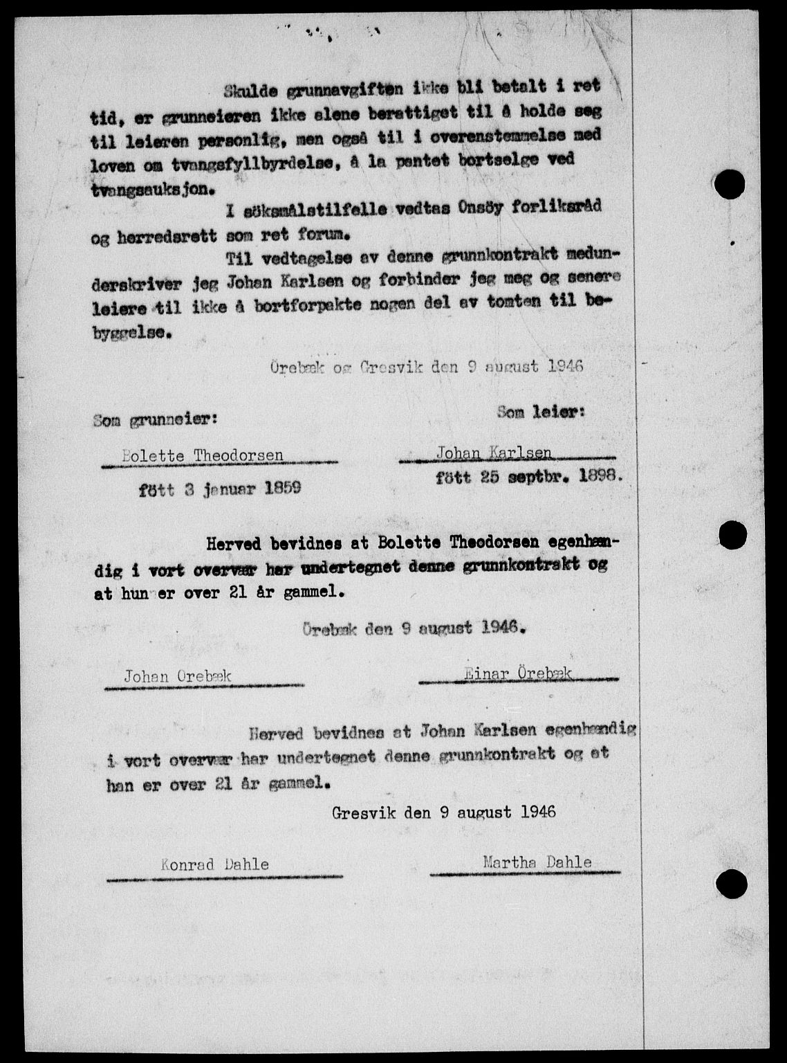 Onsøy sorenskriveri, SAO/A-10474/G/Ga/Gab/L0018: Mortgage book no. II A-18, 1946-1947, Diary no: : 3264/1946