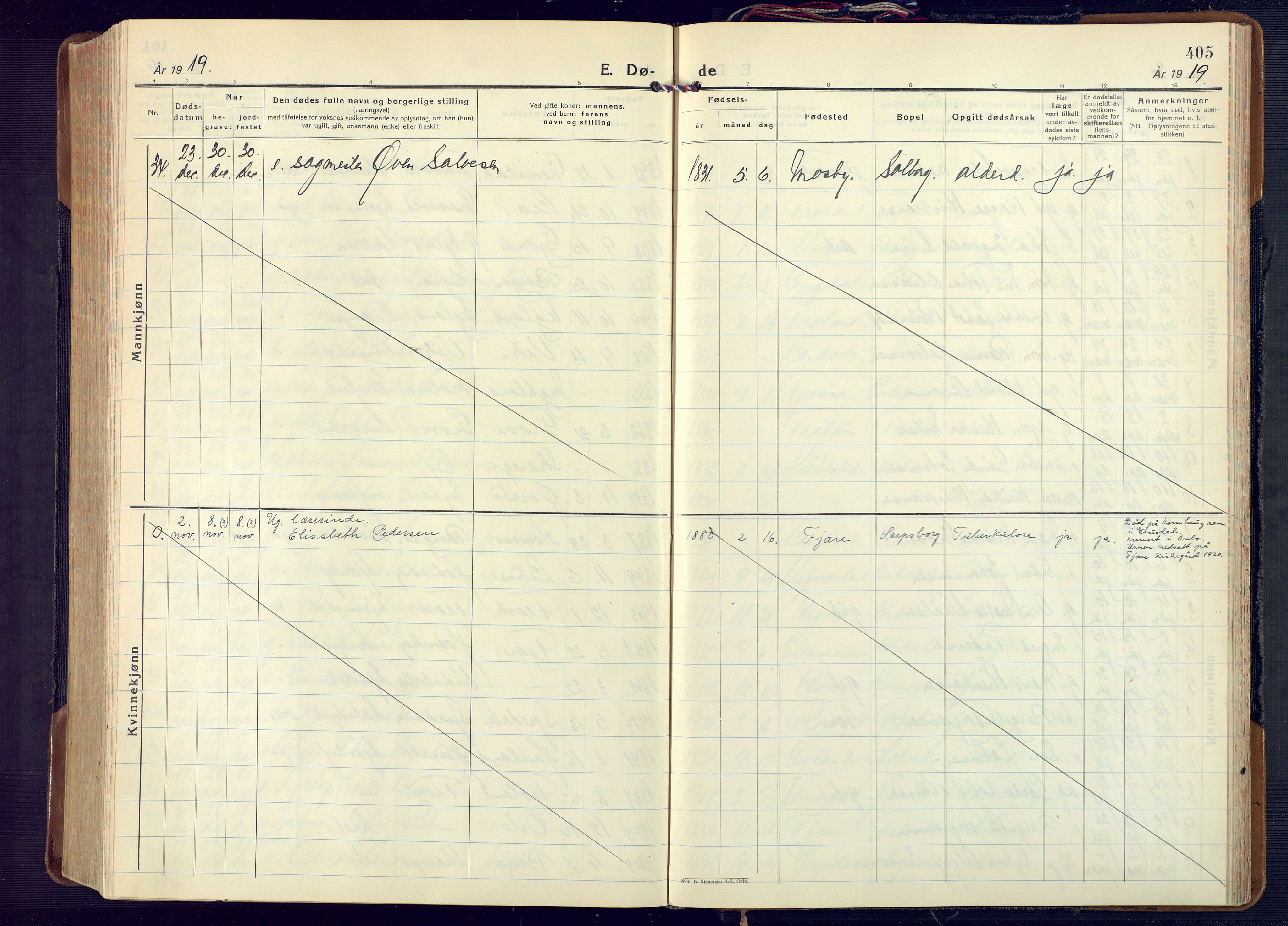 Fjære sokneprestkontor, AV/SAK-1111-0011/F/Fa/L0004: Parish register (official) no. A 4, 1902-1925, p. 405