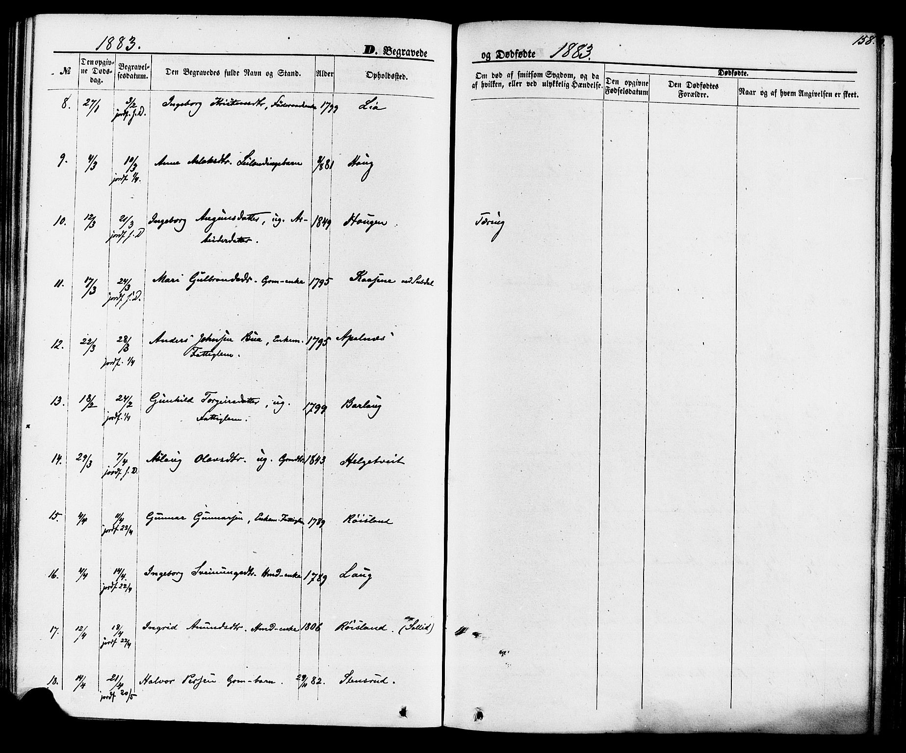 Lunde kirkebøker, SAKO/A-282/F/Fa/L0001: Parish register (official) no. I 1, 1866-1883, p. 158