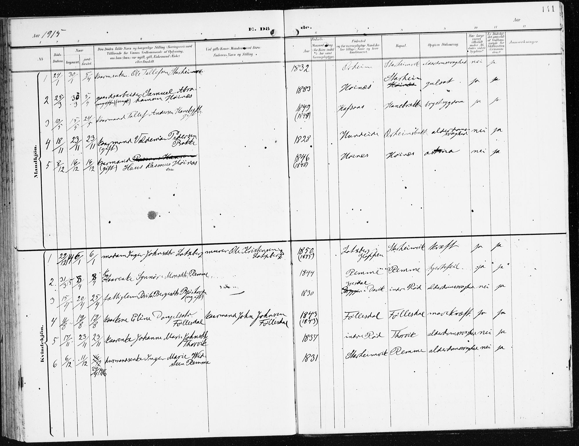 Eid sokneprestembete, AV/SAB-A-82301/H/Haa/Haac/L0002: Parish register (official) no. C 2, 1899-1927, p. 141