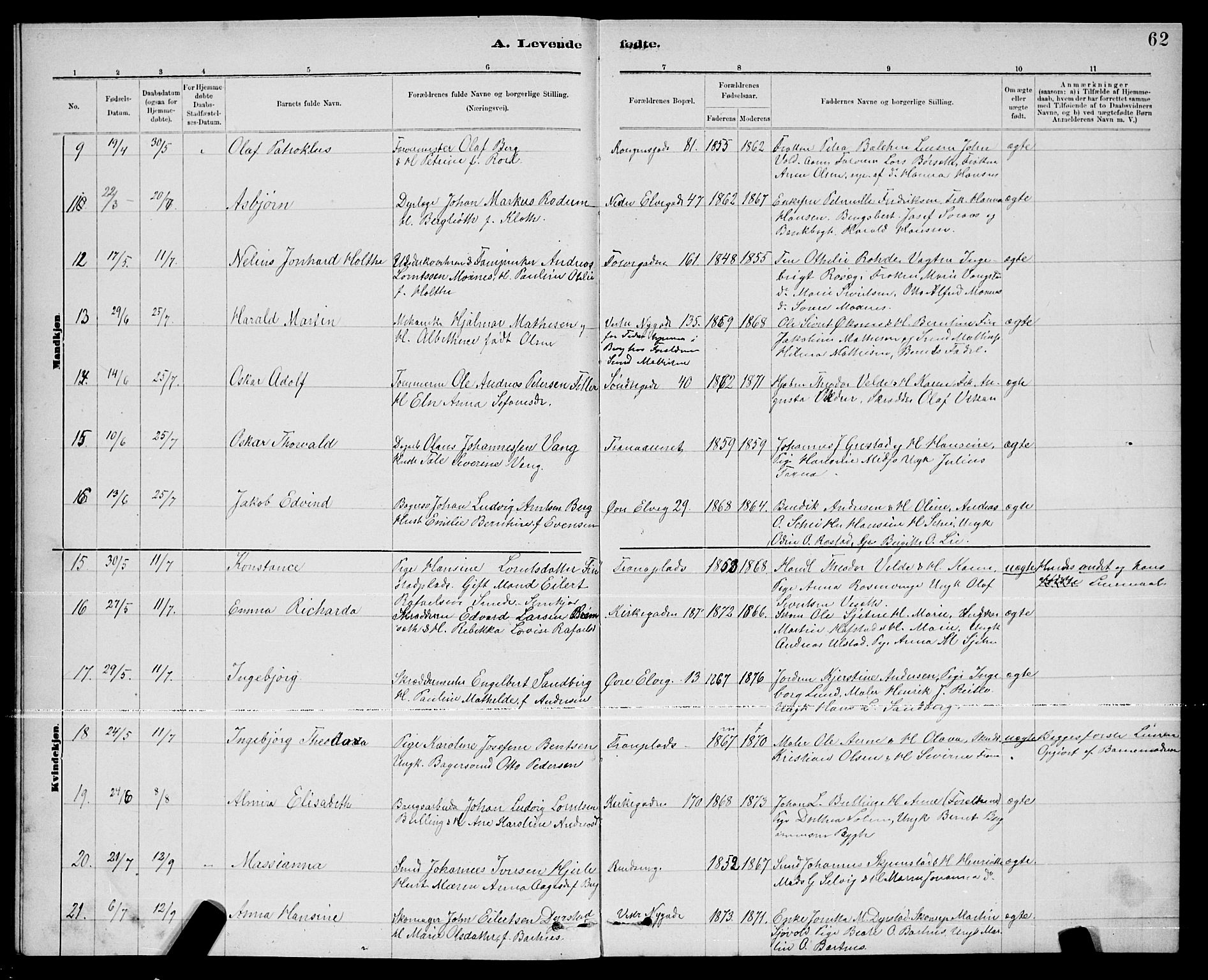 Ministerialprotokoller, klokkerbøker og fødselsregistre - Nord-Trøndelag, SAT/A-1458/739/L0374: Parish register (copy) no. 739C02, 1883-1898, p. 62