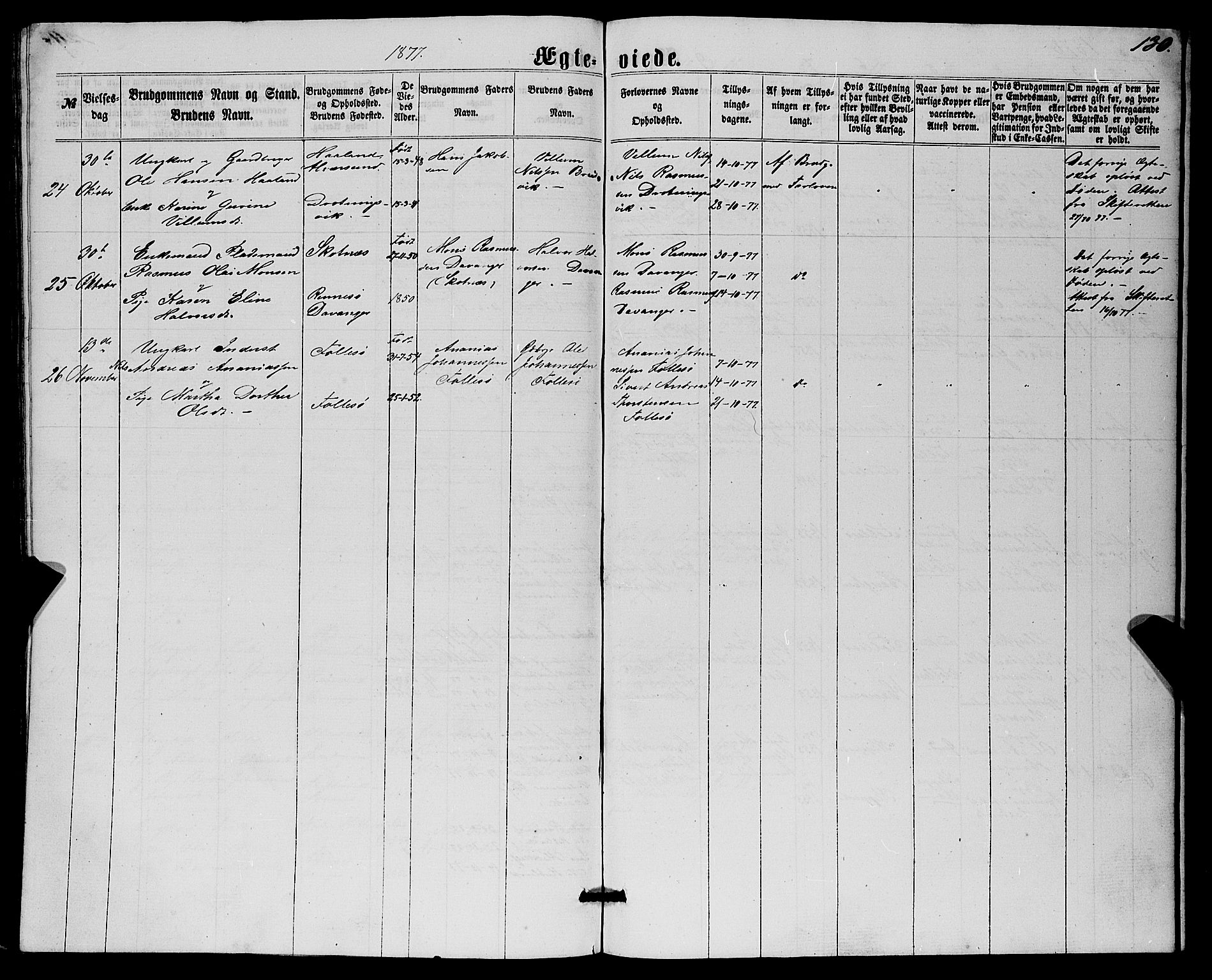 Askøy Sokneprestembete, AV/SAB-A-74101/H/Ha/Hab/Haba/L0006: Parish register (copy) no. A 6, 1861-1881, p. 130