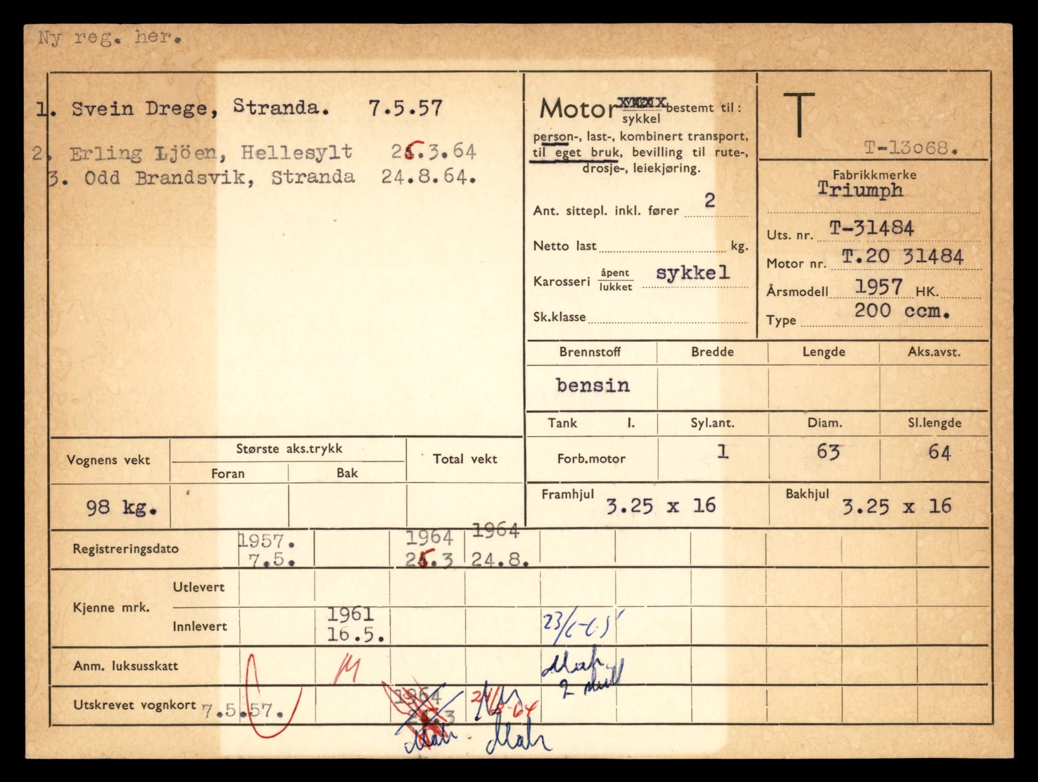 Møre og Romsdal vegkontor - Ålesund trafikkstasjon, AV/SAT-A-4099/F/Fe/L0037: Registreringskort for kjøretøy T 13031 - T 13179, 1927-1998, p. 743