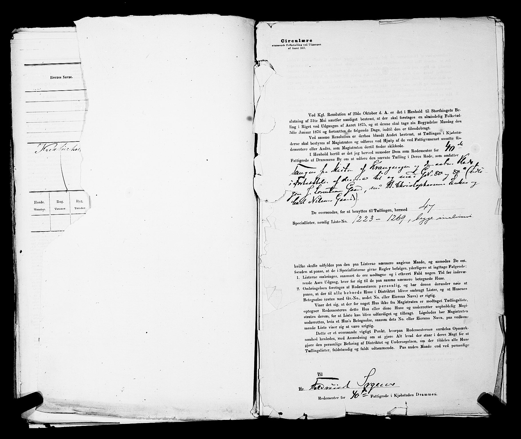 SAKO, 1875 census for 0602 Drammen, 1875, p. 3374