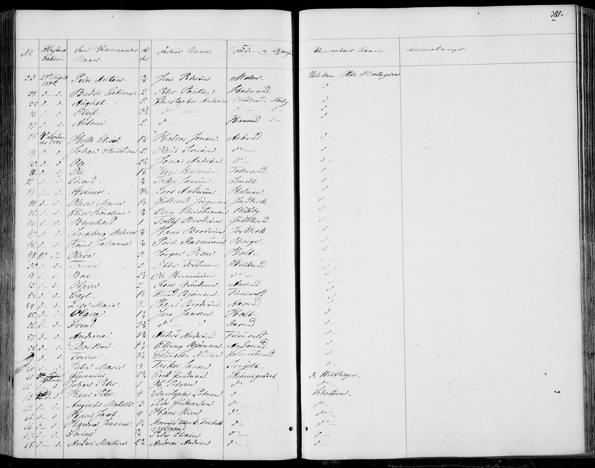 Skoger kirkebøker, AV/SAKO-A-59/F/Fa/L0003: Parish register (official) no. I 3, 1842-1861, p. 385