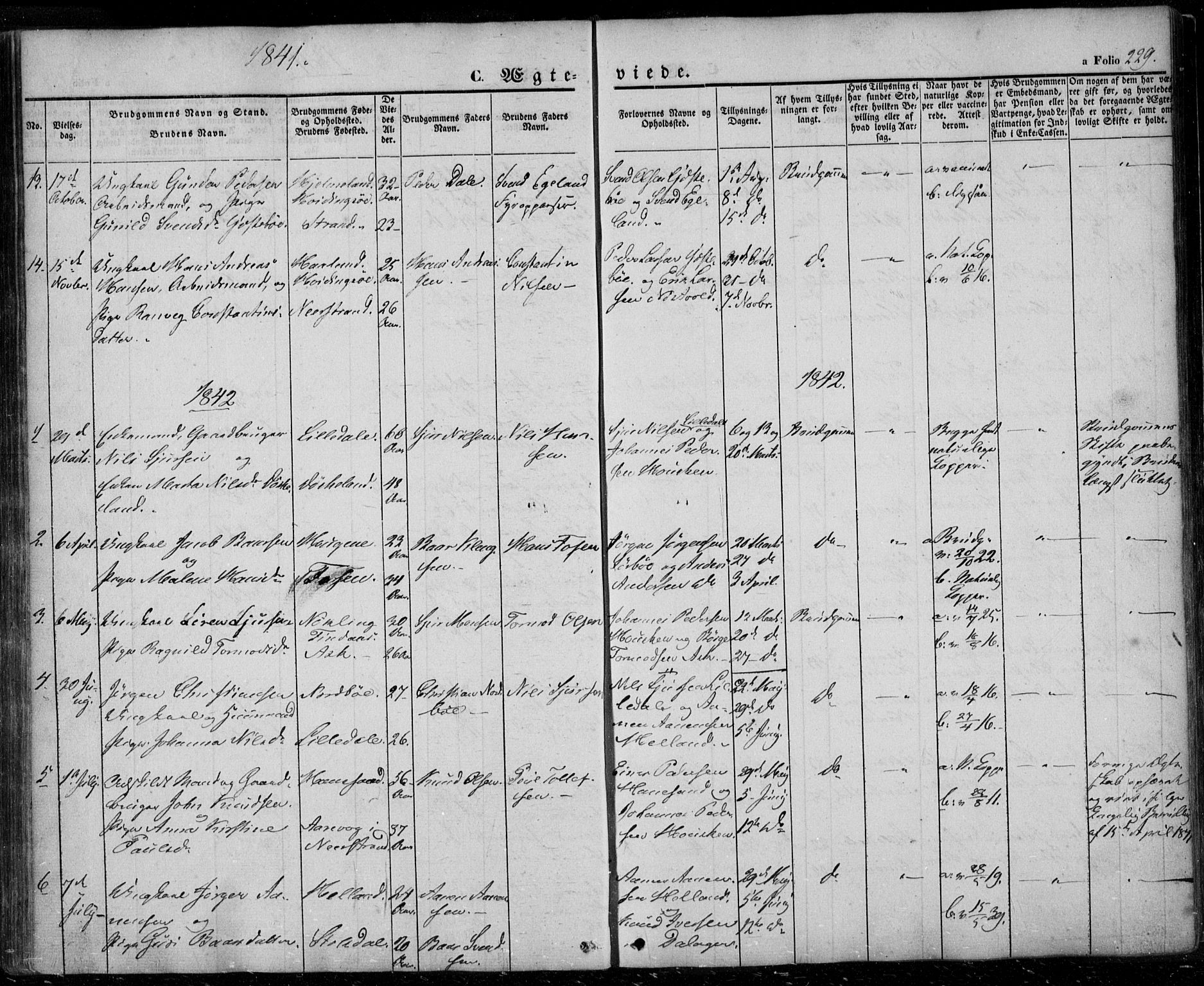 Rennesøy sokneprestkontor, SAST/A -101827/H/Ha/Haa/L0005: Parish register (official) no. A 5, 1838-1859, p. 229