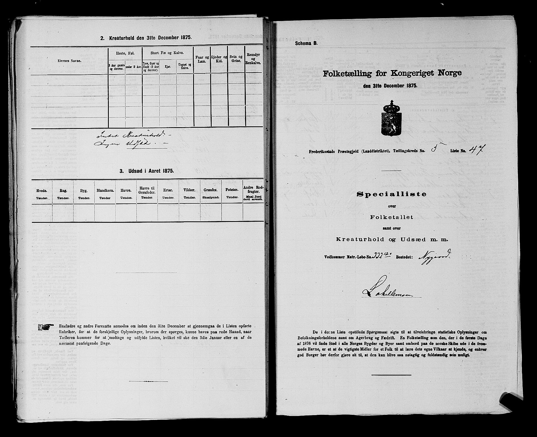 RA, 1875 census for 0132L Fredrikstad/Glemmen, 1875, p. 1109