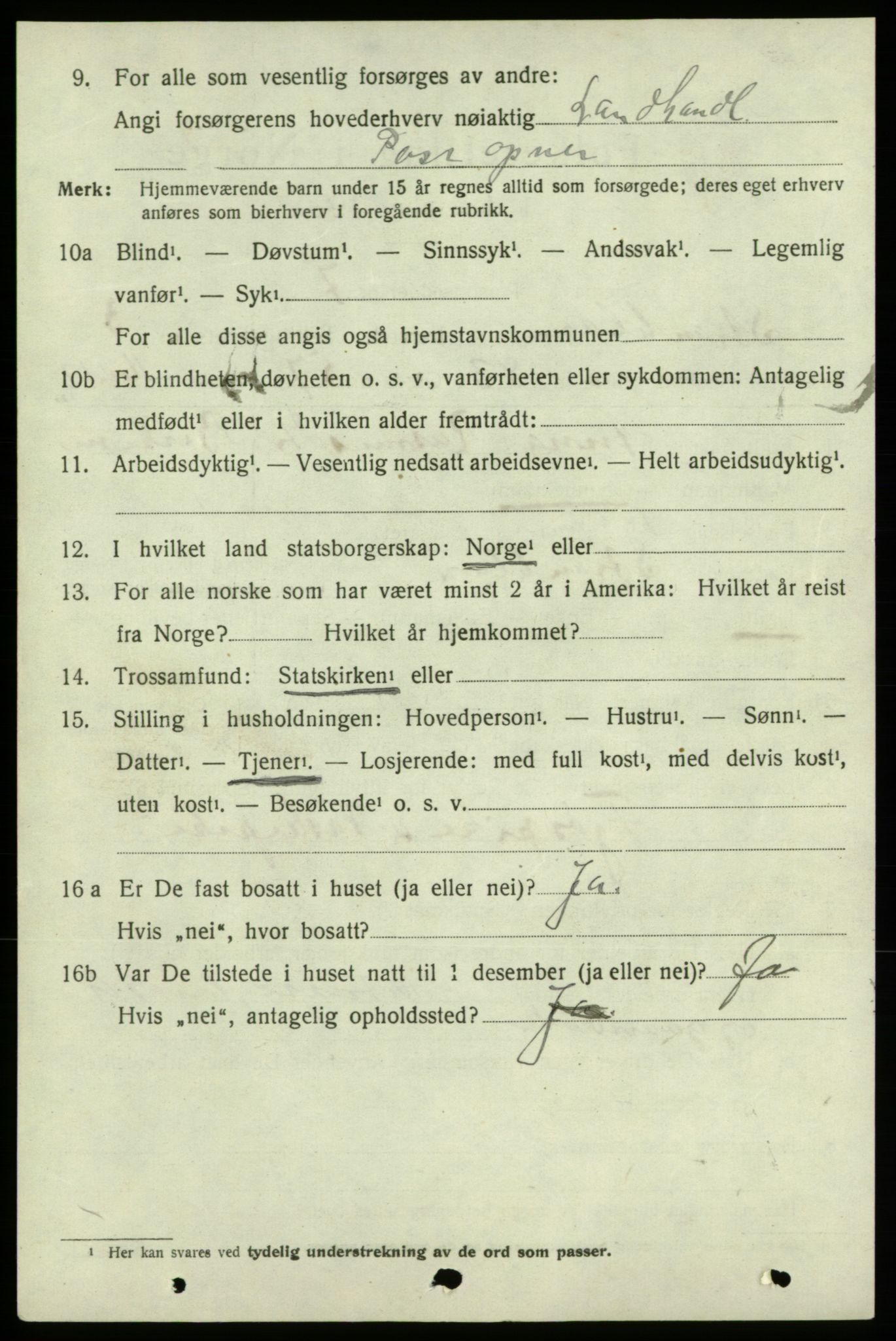 SAB, 1920 census for Strandebarm, 1920, p. 3459