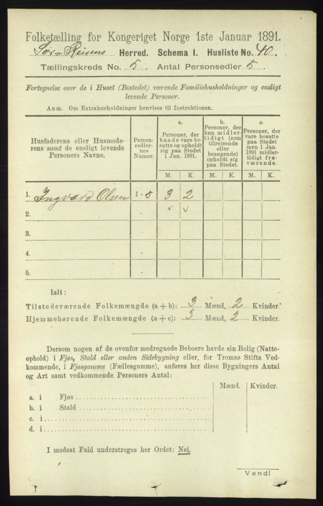 RA, 1891 census for 1925 Sørreisa, 1891, p. 1548