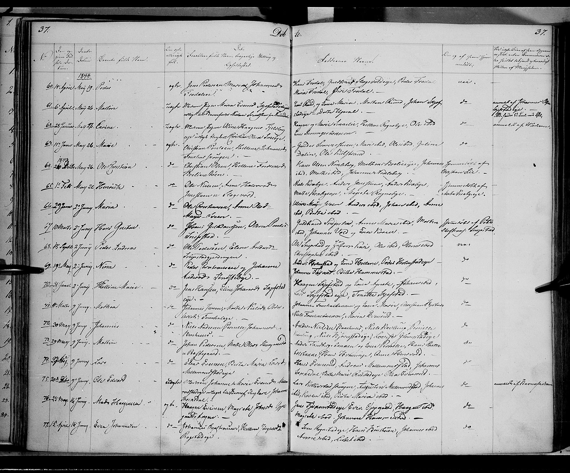 Østre Toten prestekontor, SAH/PREST-104/H/Ha/Haa/L0002: Parish register (official) no. 2, 1840-1847, p. 37