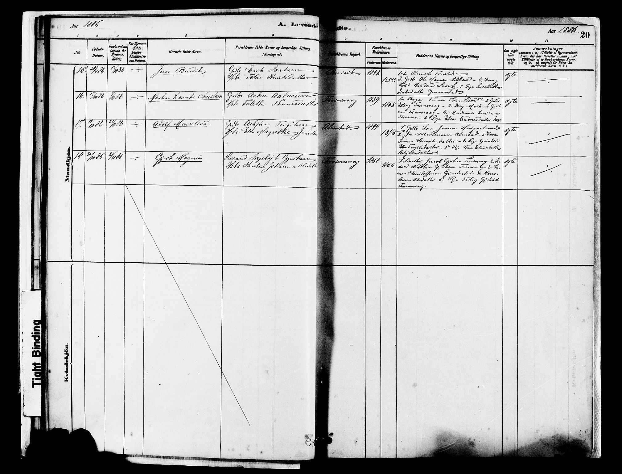 Tysvær sokneprestkontor, AV/SAST-A -101864/H/Ha/Haa/L0007: Parish register (official) no. A 7, 1878-1897, p. 20