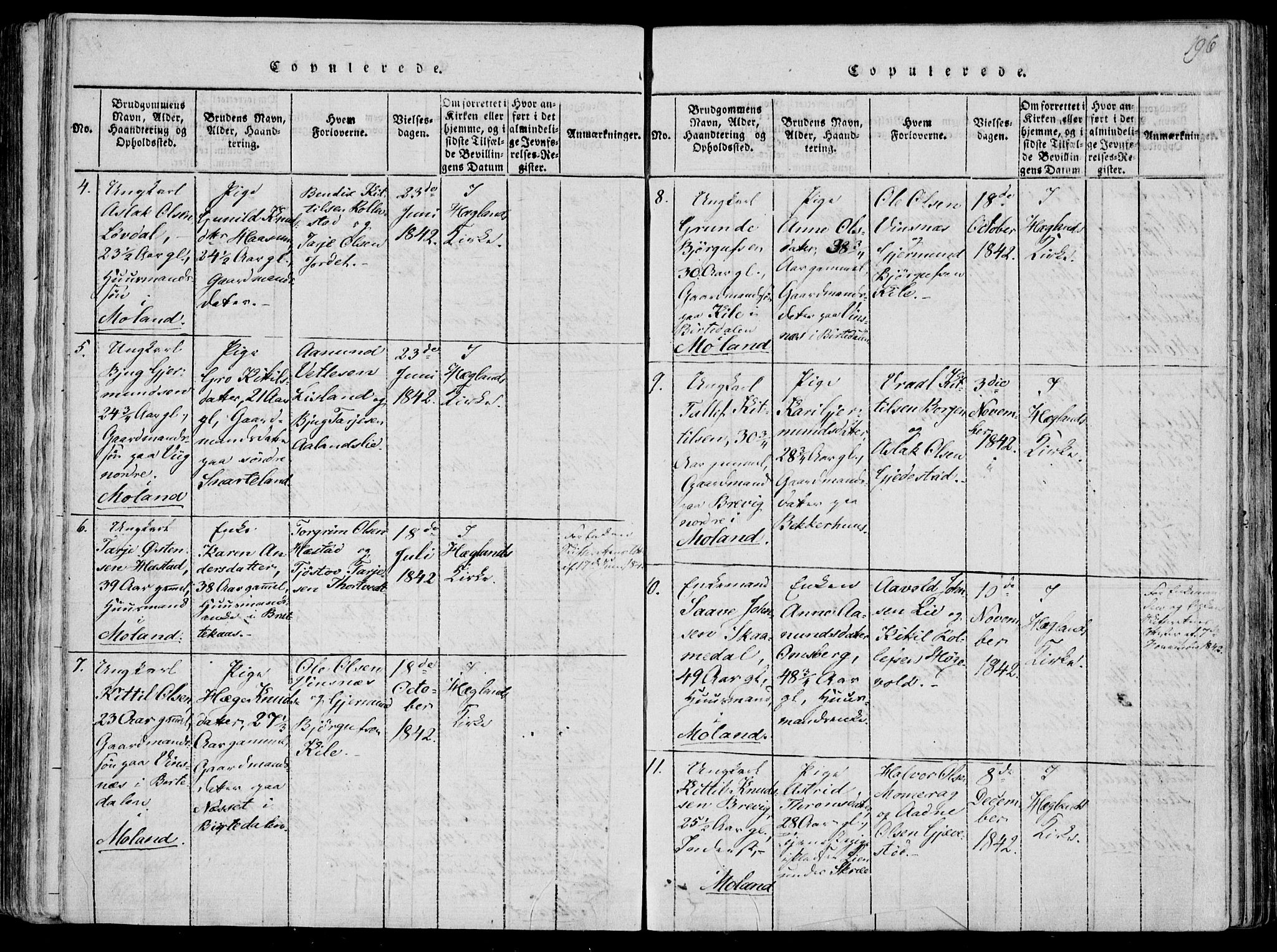 Fyresdal kirkebøker, SAKO/A-263/F/Fa/L0004: Parish register (official) no. I 4, 1815-1854, p. 196
