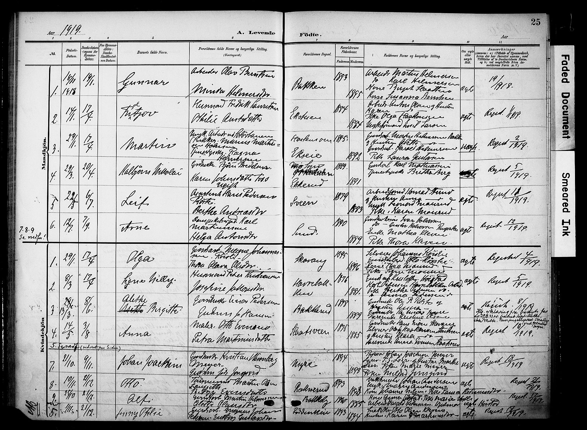 Nes prestekontor, Hedmark, AV/SAH-PREST-020/K/Ka/L0012: Parish register (official) no. 12, 1906-1920, p. 25