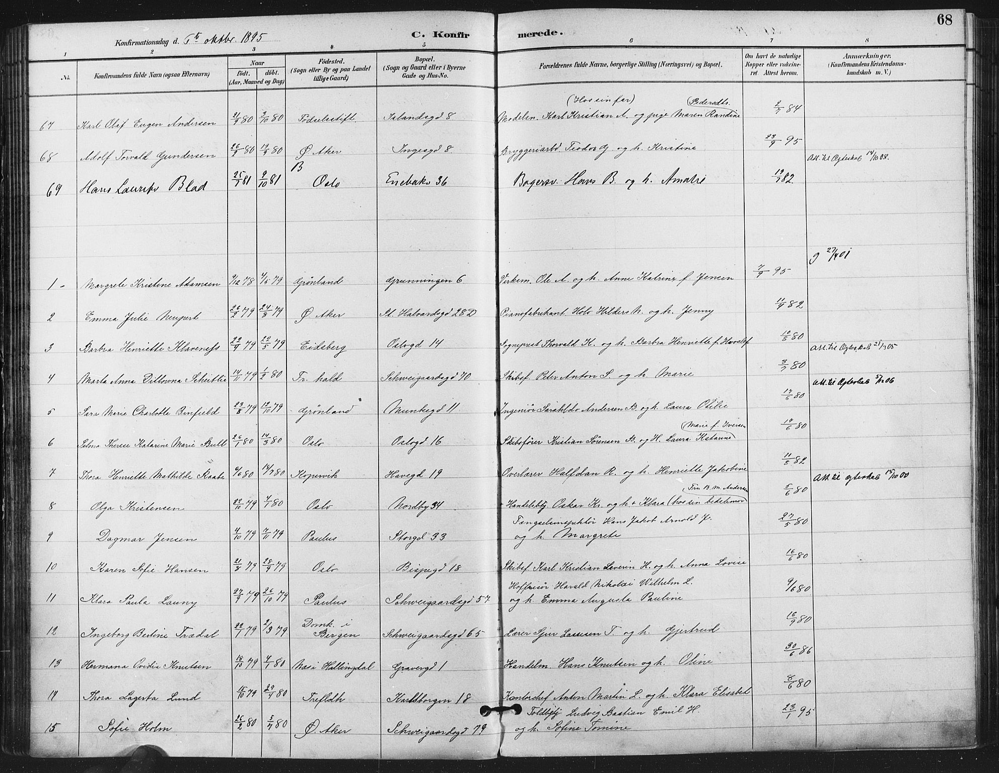 Gamlebyen prestekontor Kirkebøker, AV/SAO-A-10884/F/Fa/L0008: Parish register (official) no. 8, 1891-1908, p. 68