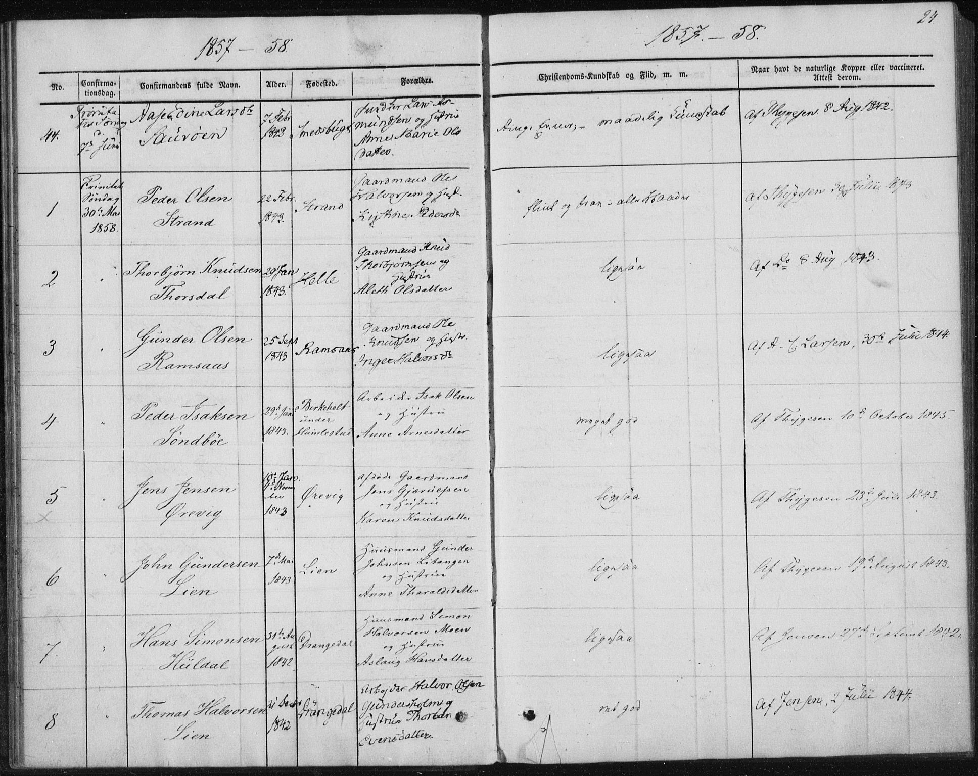 Sannidal kirkebøker, AV/SAKO-A-296/F/Fa/L0009: Parish register (official) no. 9, 1855-1873, p. 24