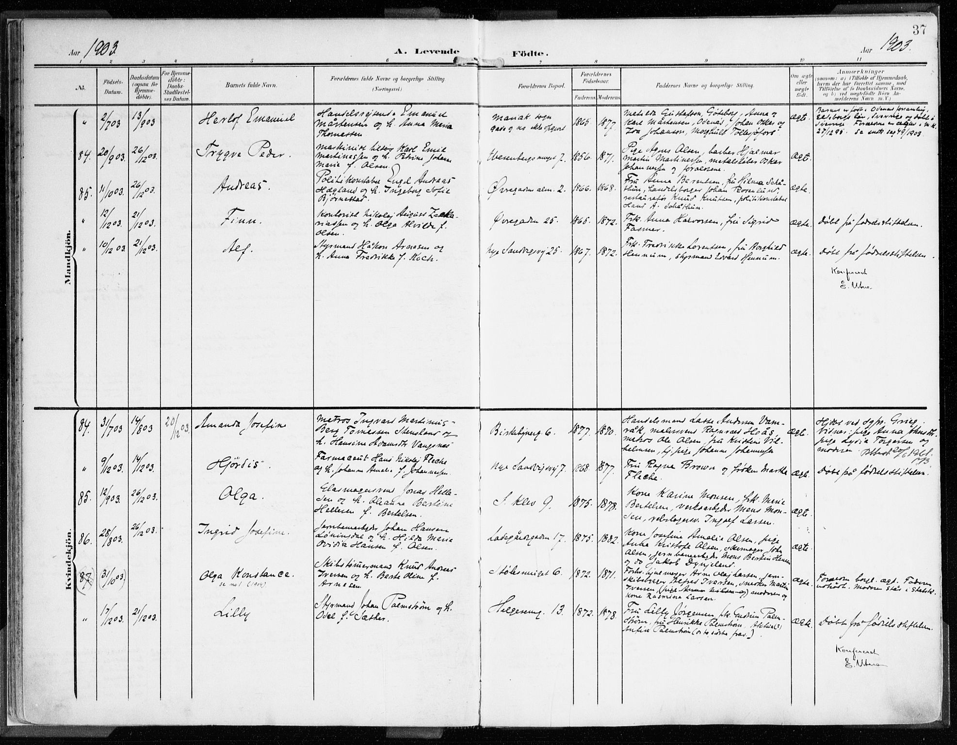 Mariakirken Sokneprestembete, AV/SAB-A-76901/H/Haa/L0010: Parish register (official) no. B 1, 1901-1915, p. 37