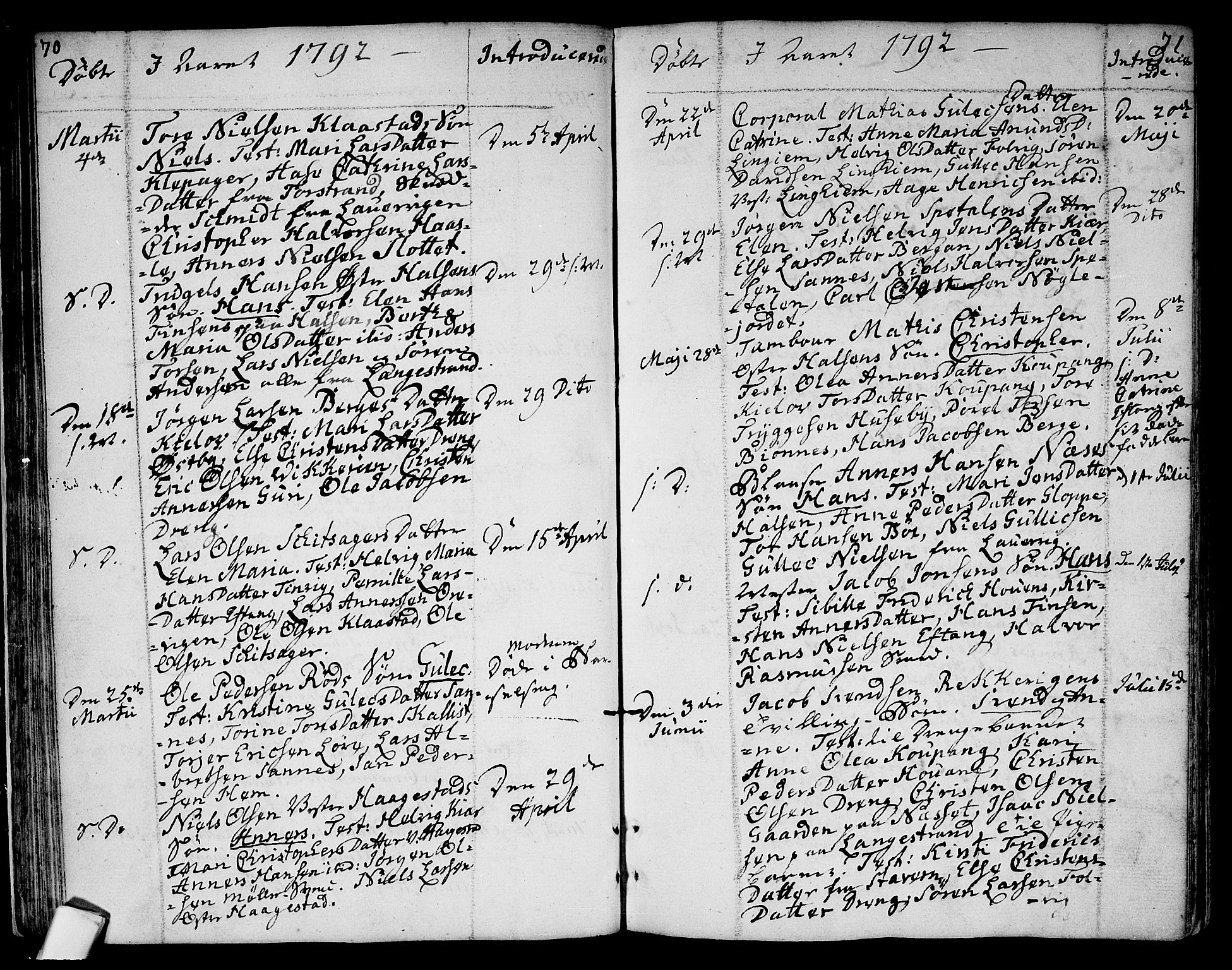 Tjølling kirkebøker, SAKO/A-60/F/Fa/L0004: Parish register (official) no. 4, 1779-1817, p. 70-71