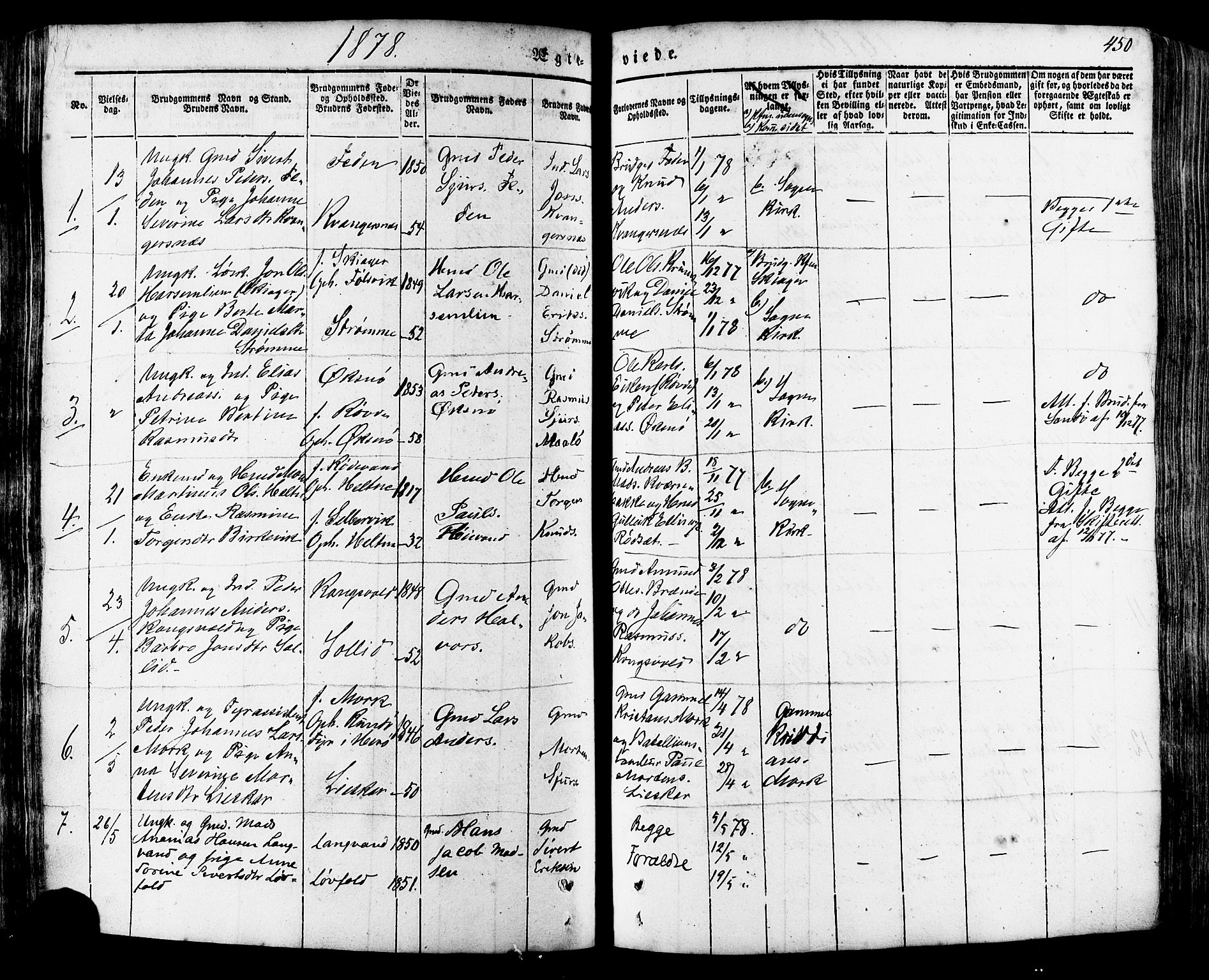 Ministerialprotokoller, klokkerbøker og fødselsregistre - Møre og Romsdal, SAT/A-1454/511/L0140: Parish register (official) no. 511A07, 1851-1878, p. 450
