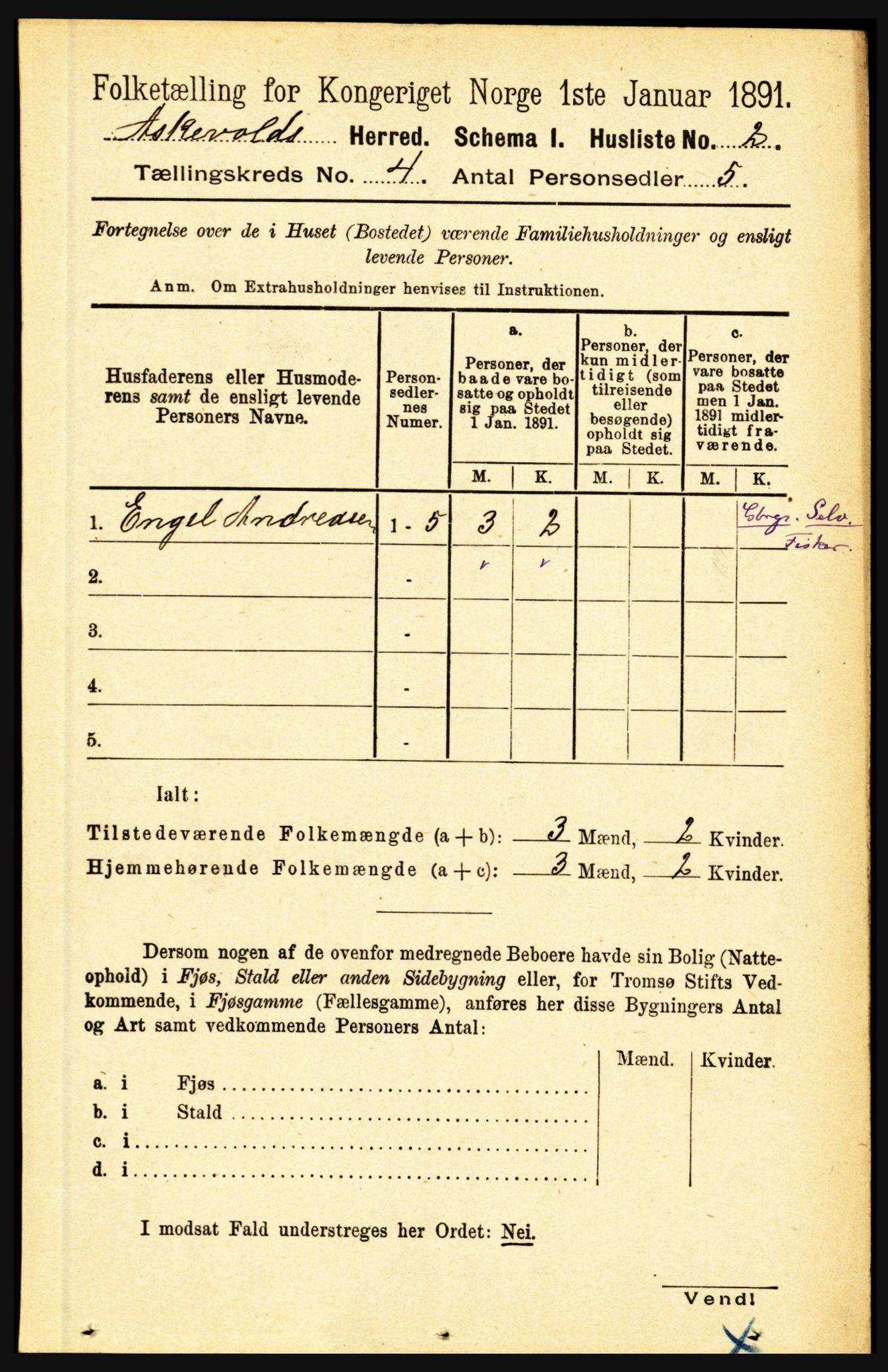 RA, 1891 census for 1428 Askvoll, 1891, p. 1190