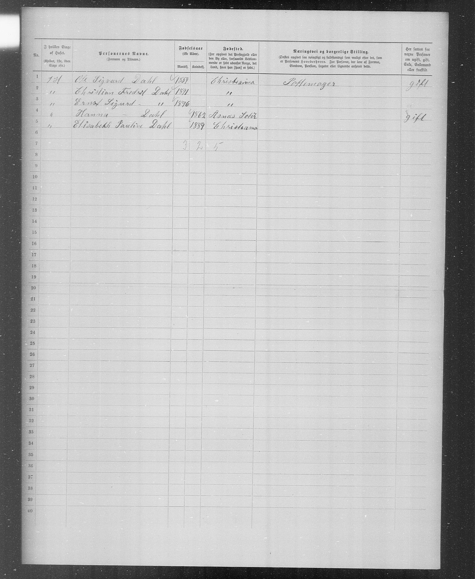 OBA, Municipal Census 1899 for Kristiania, 1899, p. 2941