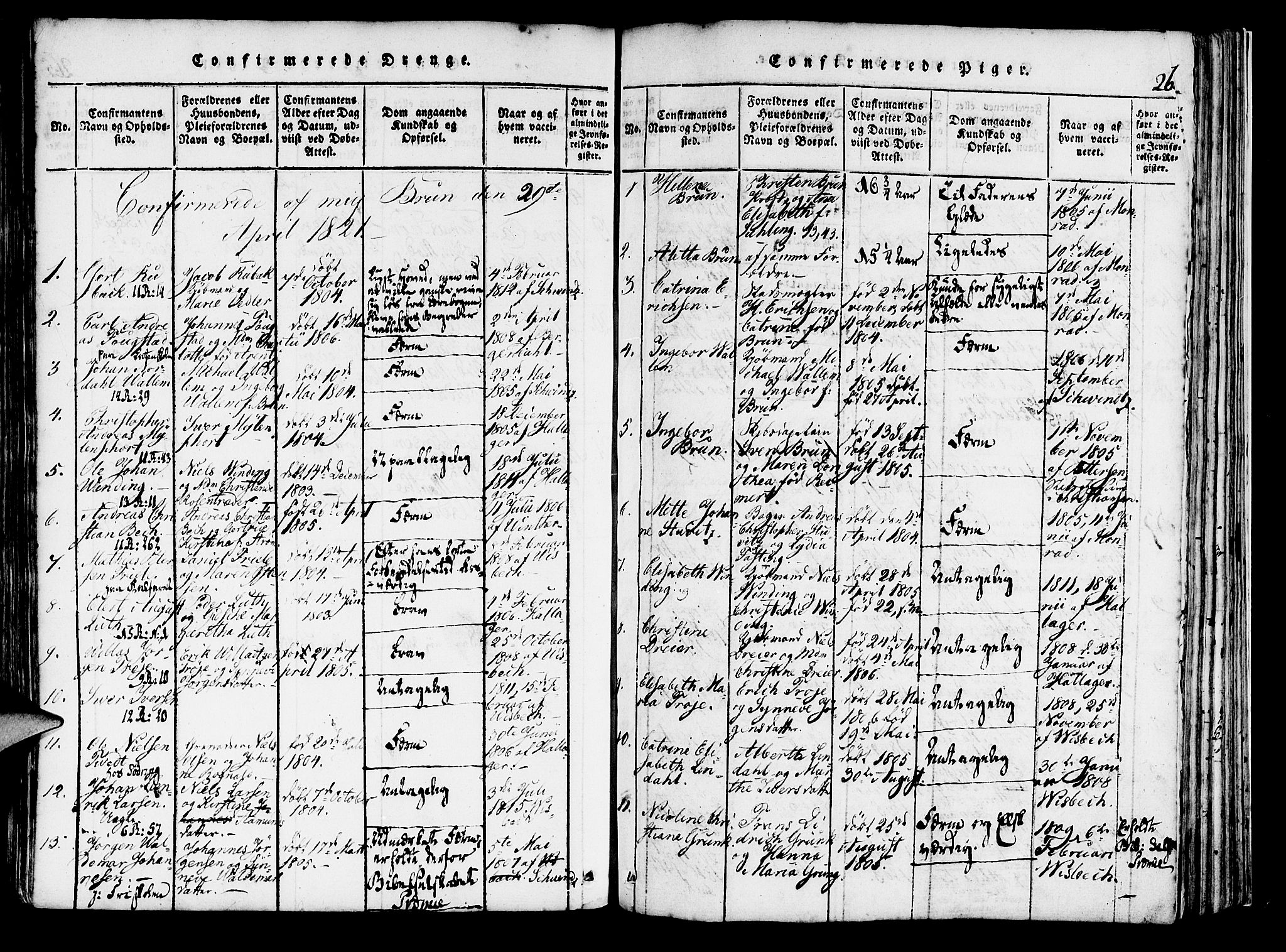 Domkirken sokneprestembete, SAB/A-74801/H/Haa/L0010: Parish register (official) no. A 10, 1816-1821, p. 266
