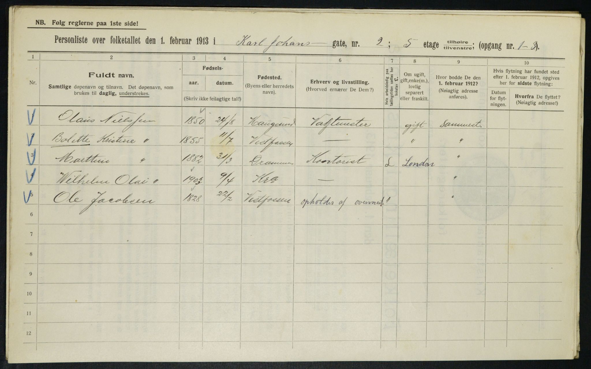 OBA, Municipal Census 1913 for Kristiania, 1913, p. 48426