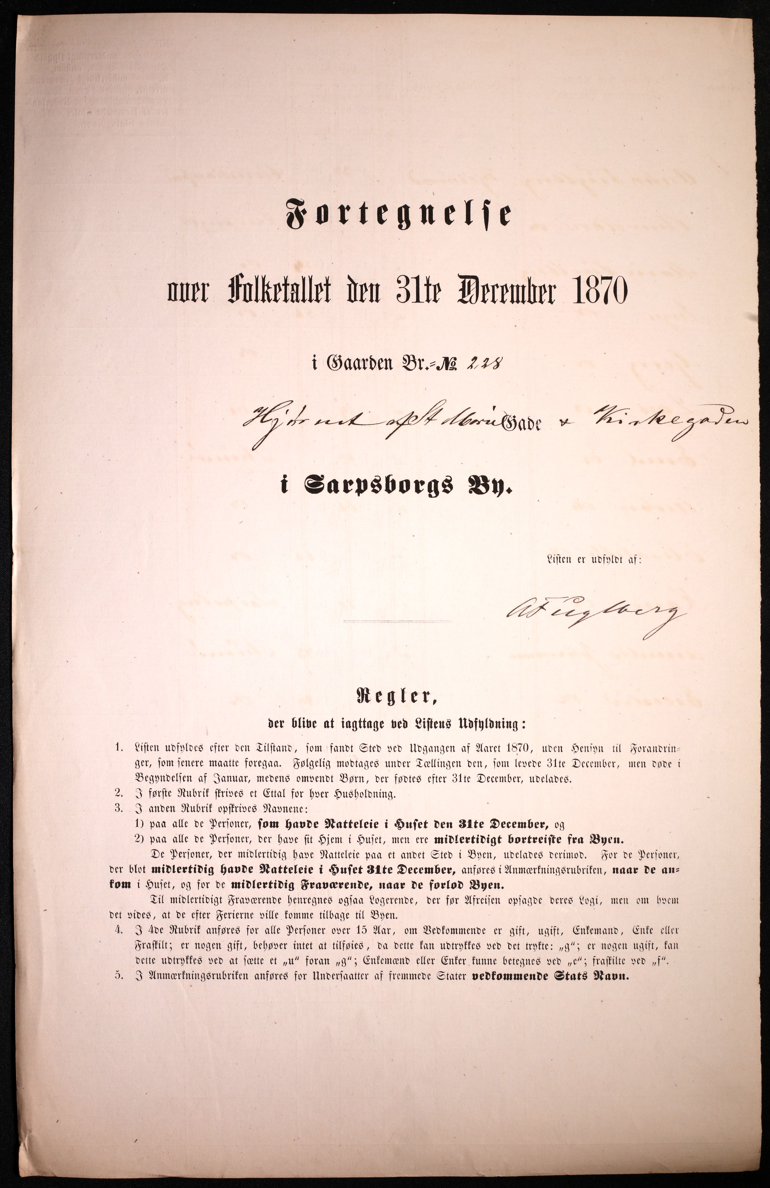 RA, 1870 census for 0102 Sarpsborg, 1870, p. 157