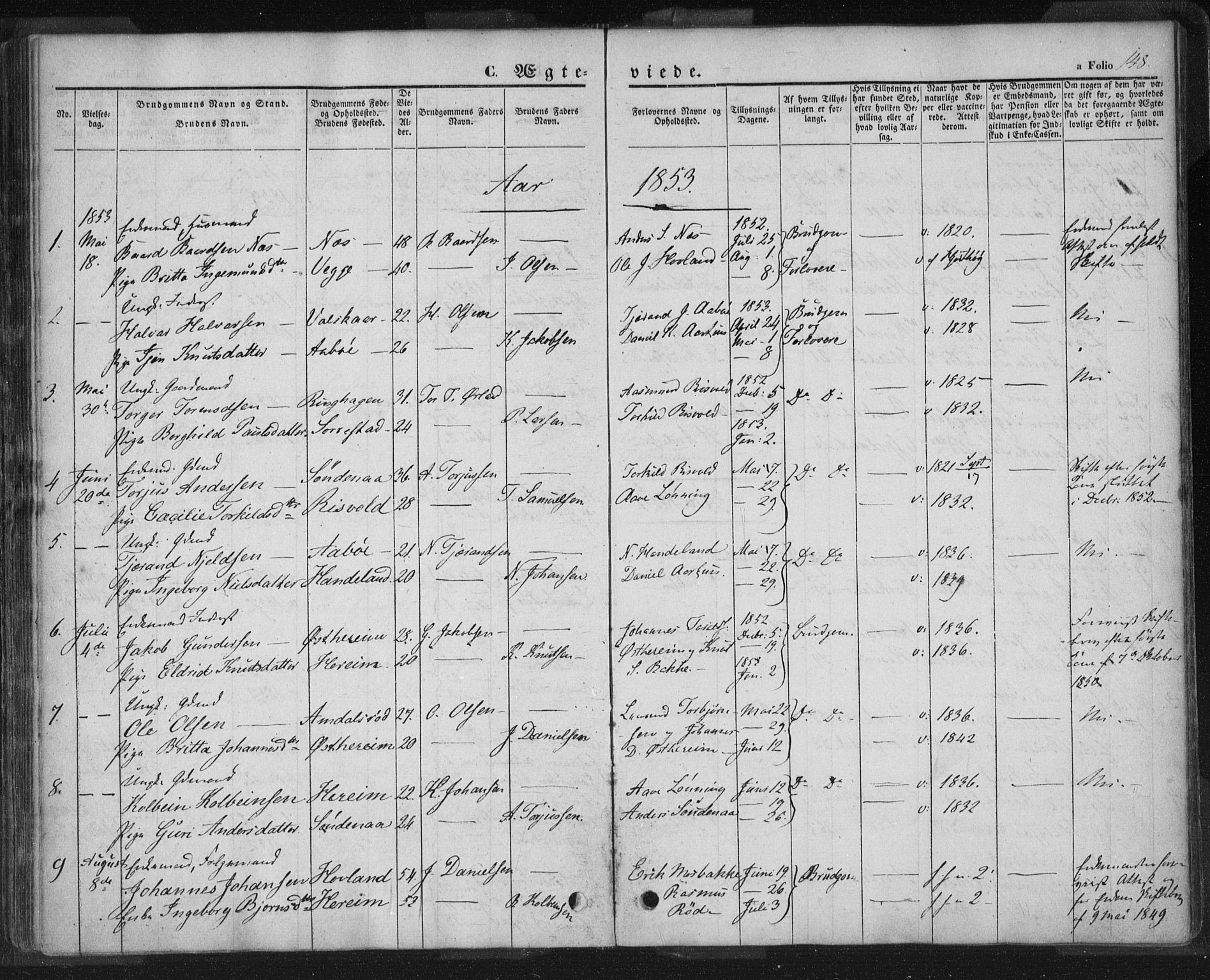 Sand sokneprestkontor, AV/SAST-A-101848/01/III/L0002: Parish register (official) no. A 2, 1838-1859, p. 148